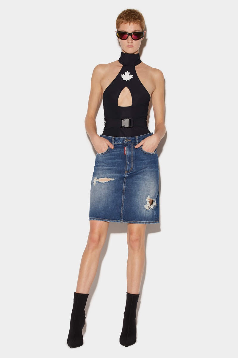 MEDIUM CLEAN WASH DENIM PENCIL MINI SKIRT - 3