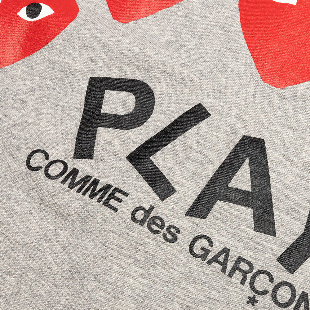 COMME DES GARCONS PLAY MULTI HEART ZIP HOODED SWEATSHIRT - GREY - 4