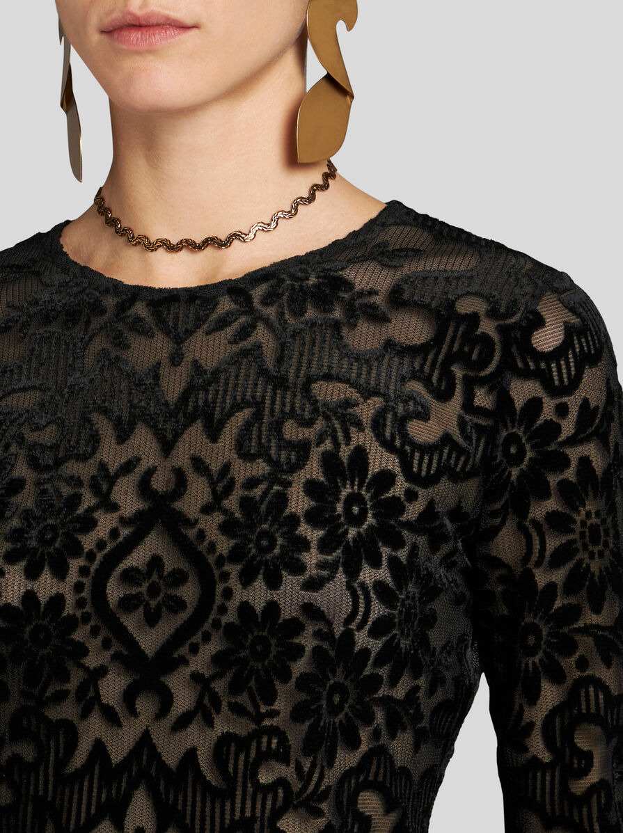TULLE AND JACQUARD VELVET TOP - 3