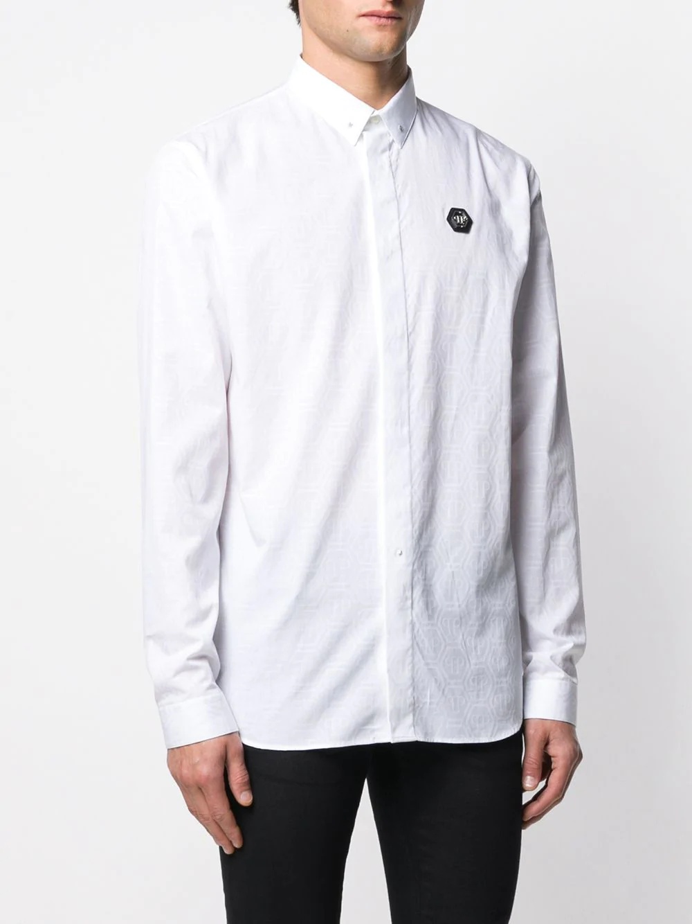 logo patch regular fit shirt - 3