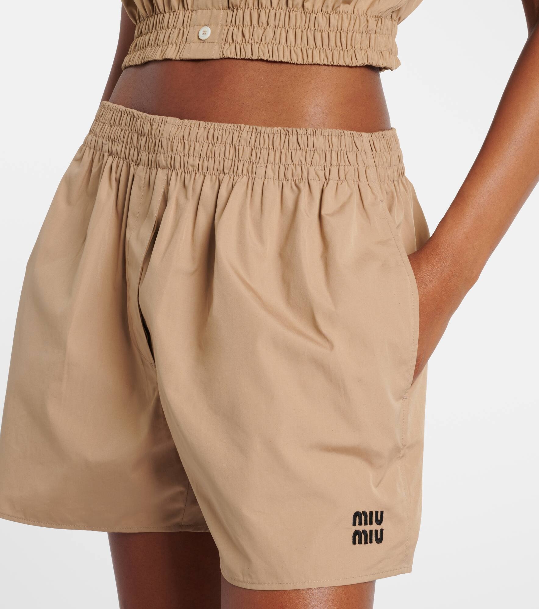 Logo cotton poplin shorts - 4