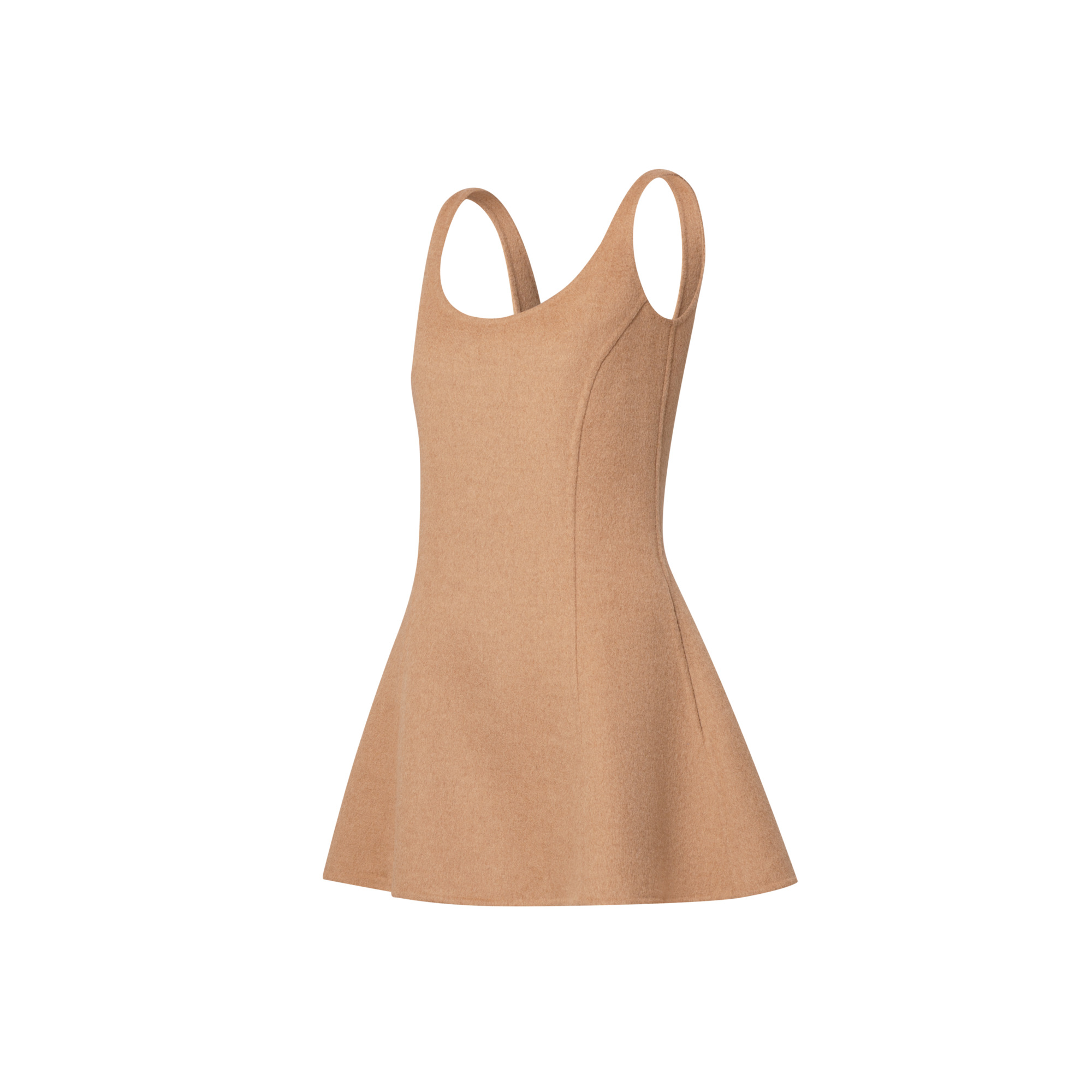 Scoop Back Camel Skater Dress - 2