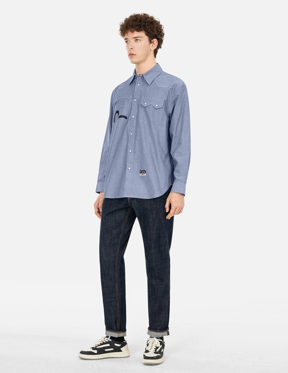 Half Kamon Embroidery and Print Relax Fit Shirt - 3