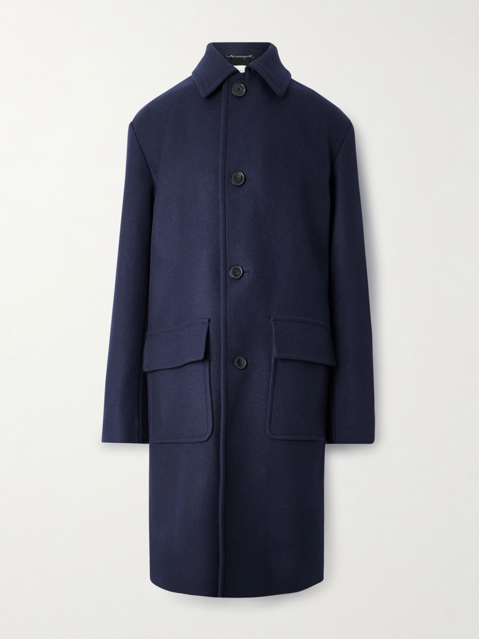 Wool-Blend Twill Coat Navy - 1