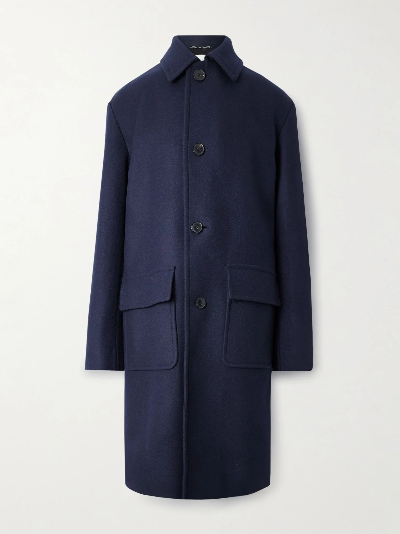 Wool-Blend Twill Coat Navy - 1