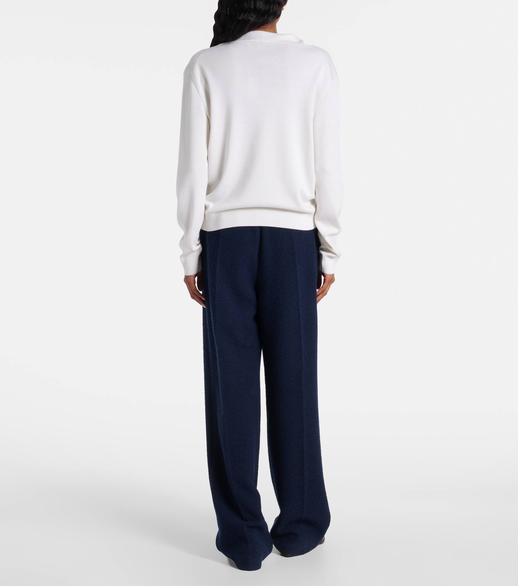 Silk and cotton polo sweater - 3