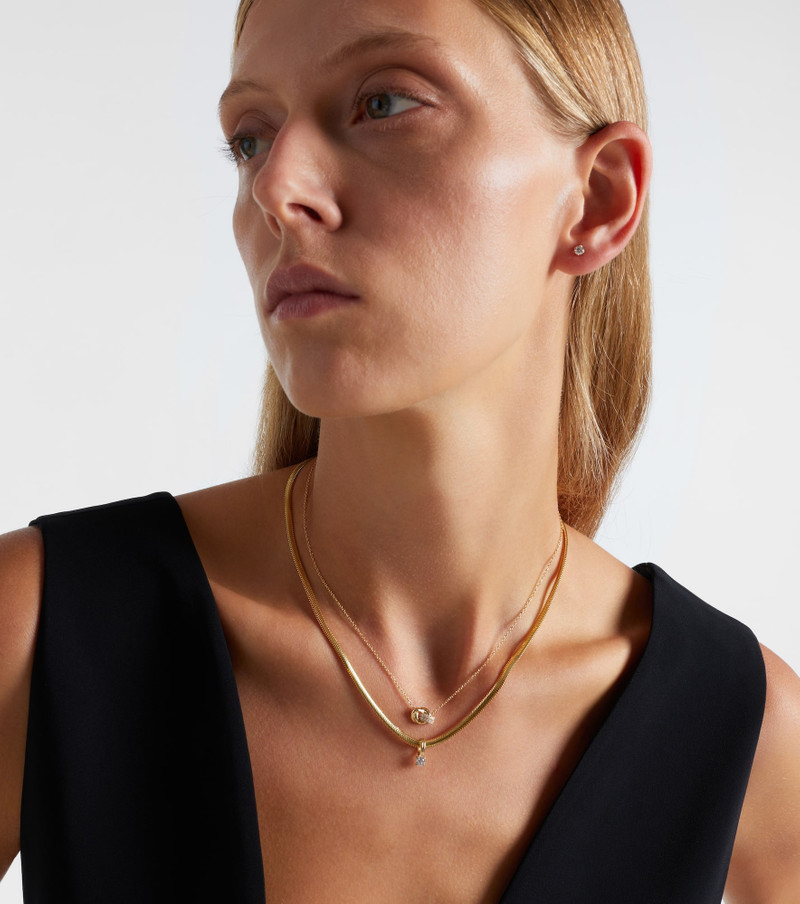 STONE AND STRAND Serpentine 14kt gold necklace with diamond outlook