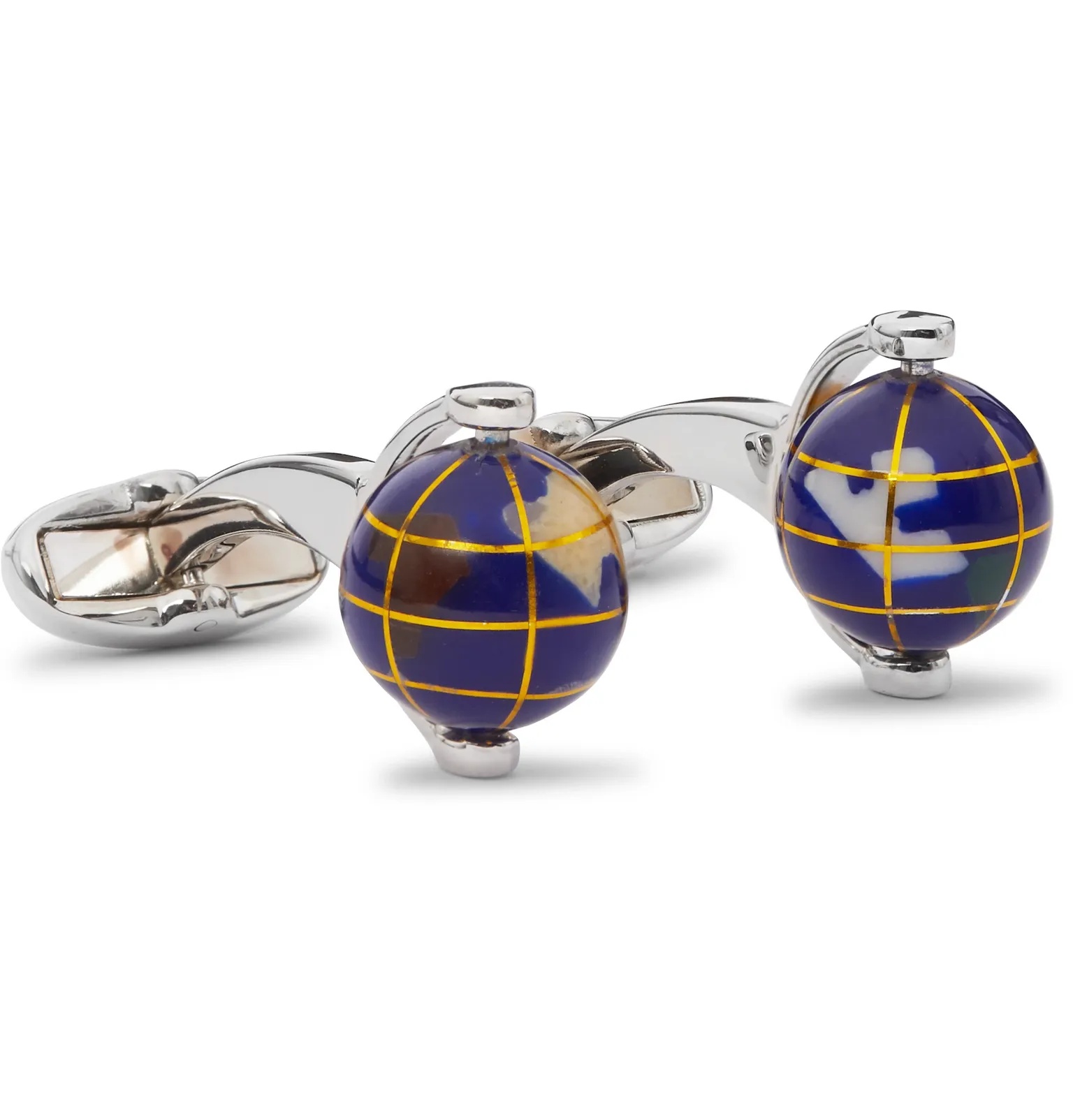 Silver-Tone and Enamel Cufflinks - 1