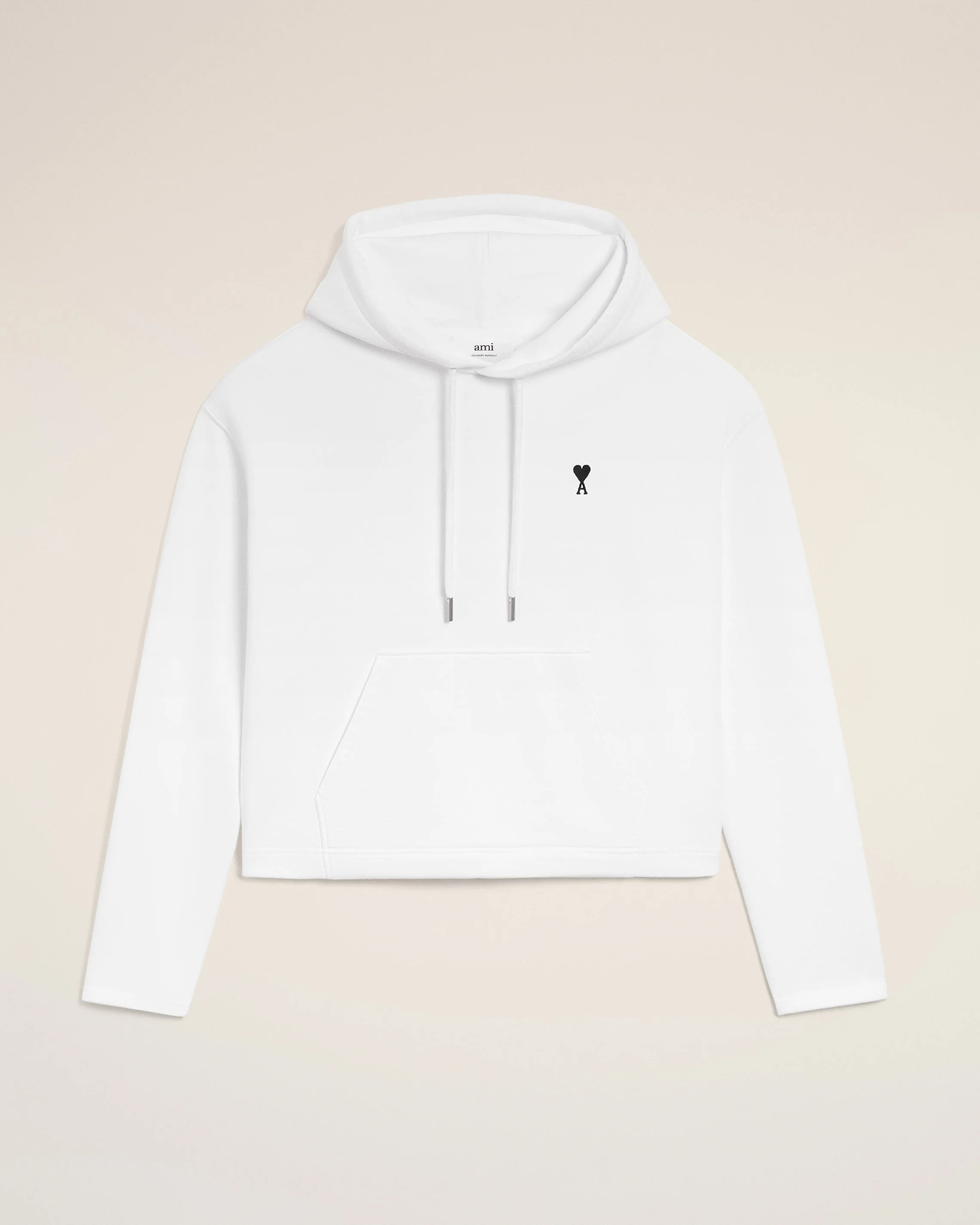 WHITE COTTON CONTRASTED AMI DE COEUR HOODIE - 1