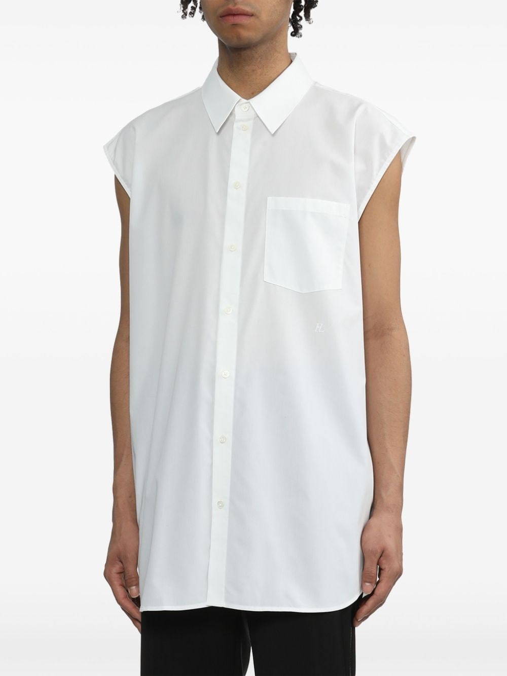 sleeveless cotton poplin shirt - 3