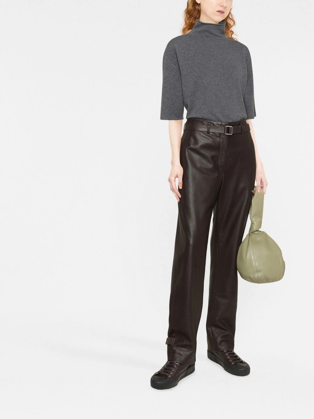 short-sleeved roll-neck knitted top - 2