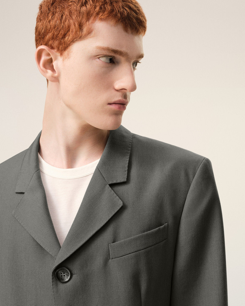 GREY NEW WOOL STRAIGHT SIMPLE BREASTED COAT 4