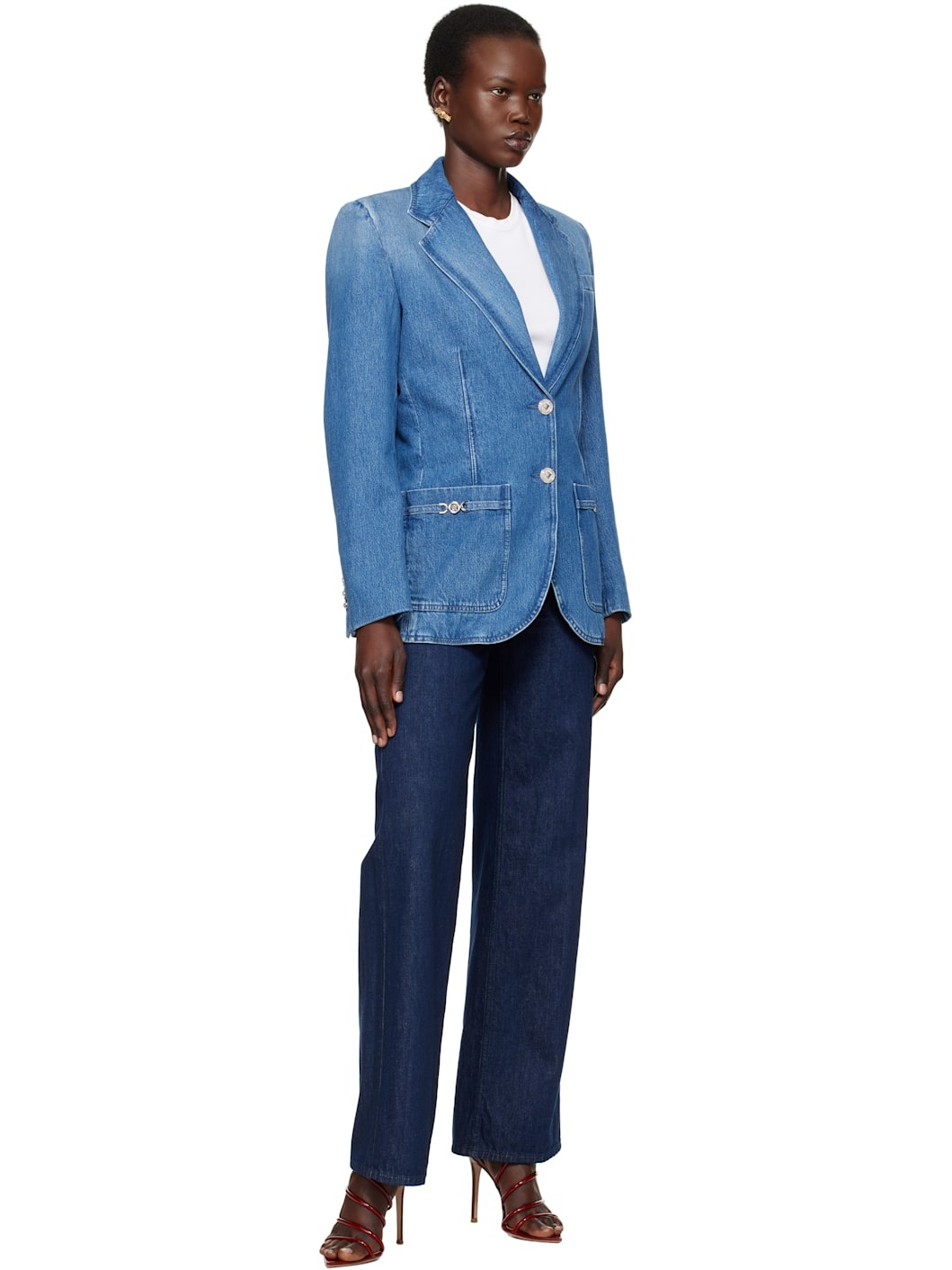 Blue Oversized Tailored Denim Blazer - 4