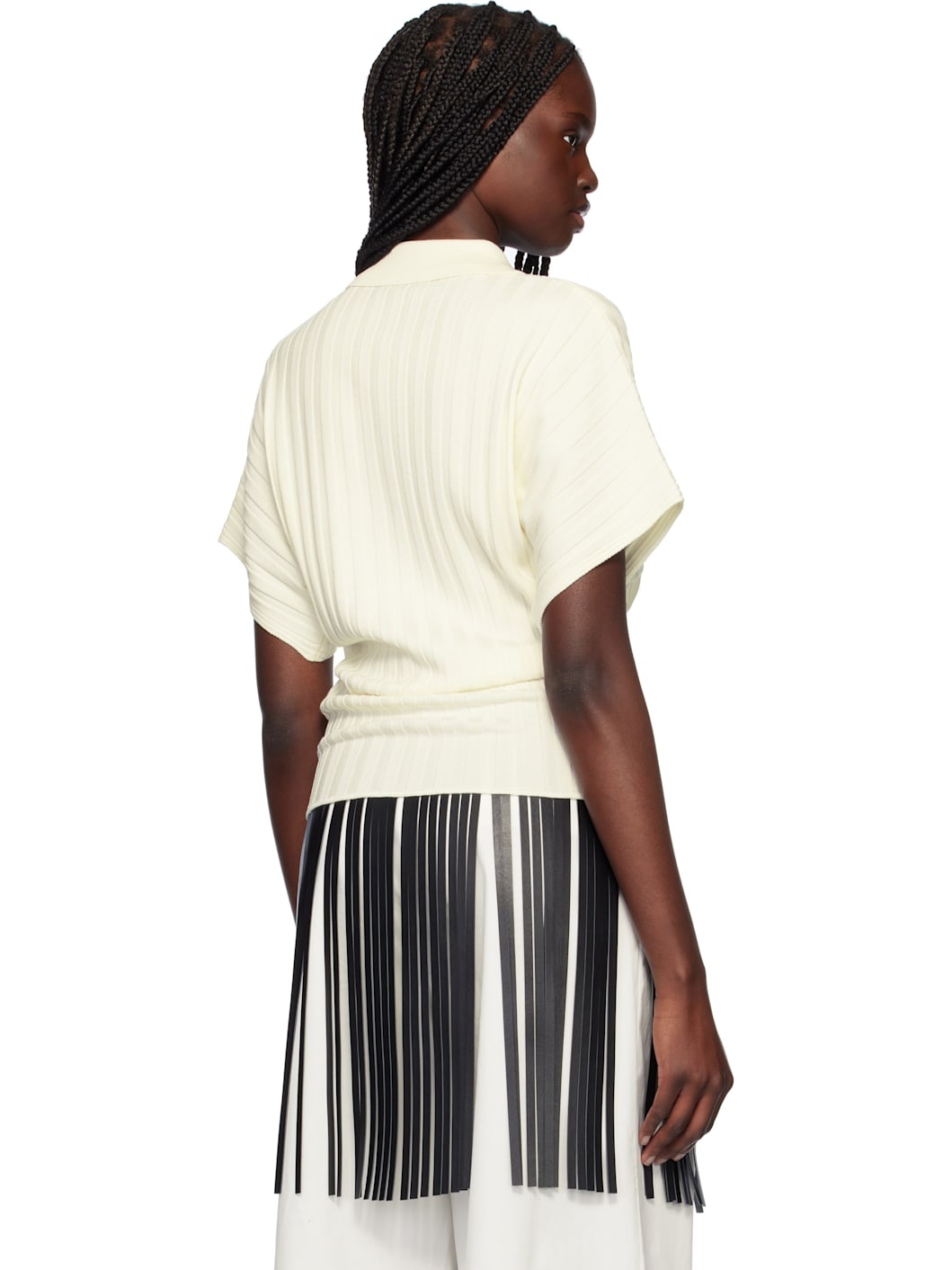 Off-White Dolman Sleeves Knit Polo - 3