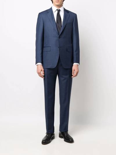 Canali fine-check single-breasted wool suit outlook