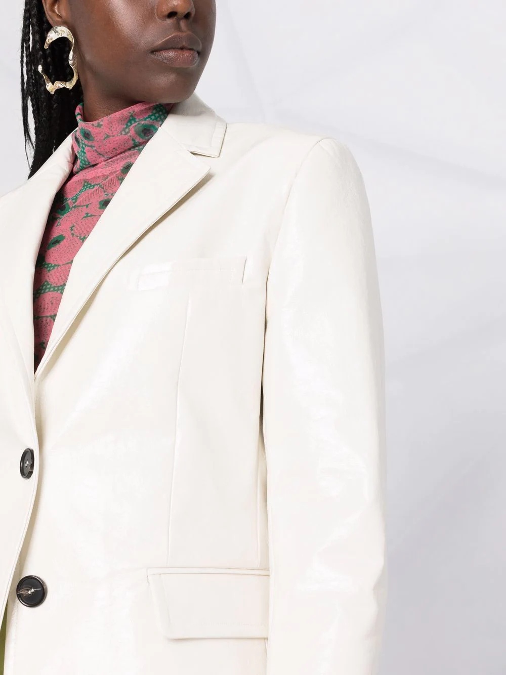 crackle-effect eco leather blazer - 5