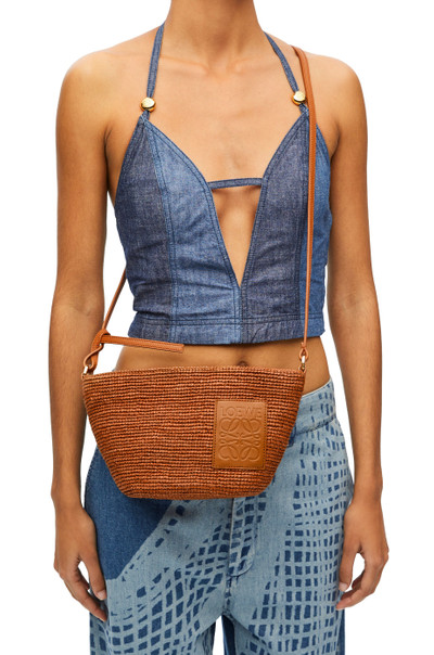 Loewe Slit Pochette bag in raffia and calfskin outlook