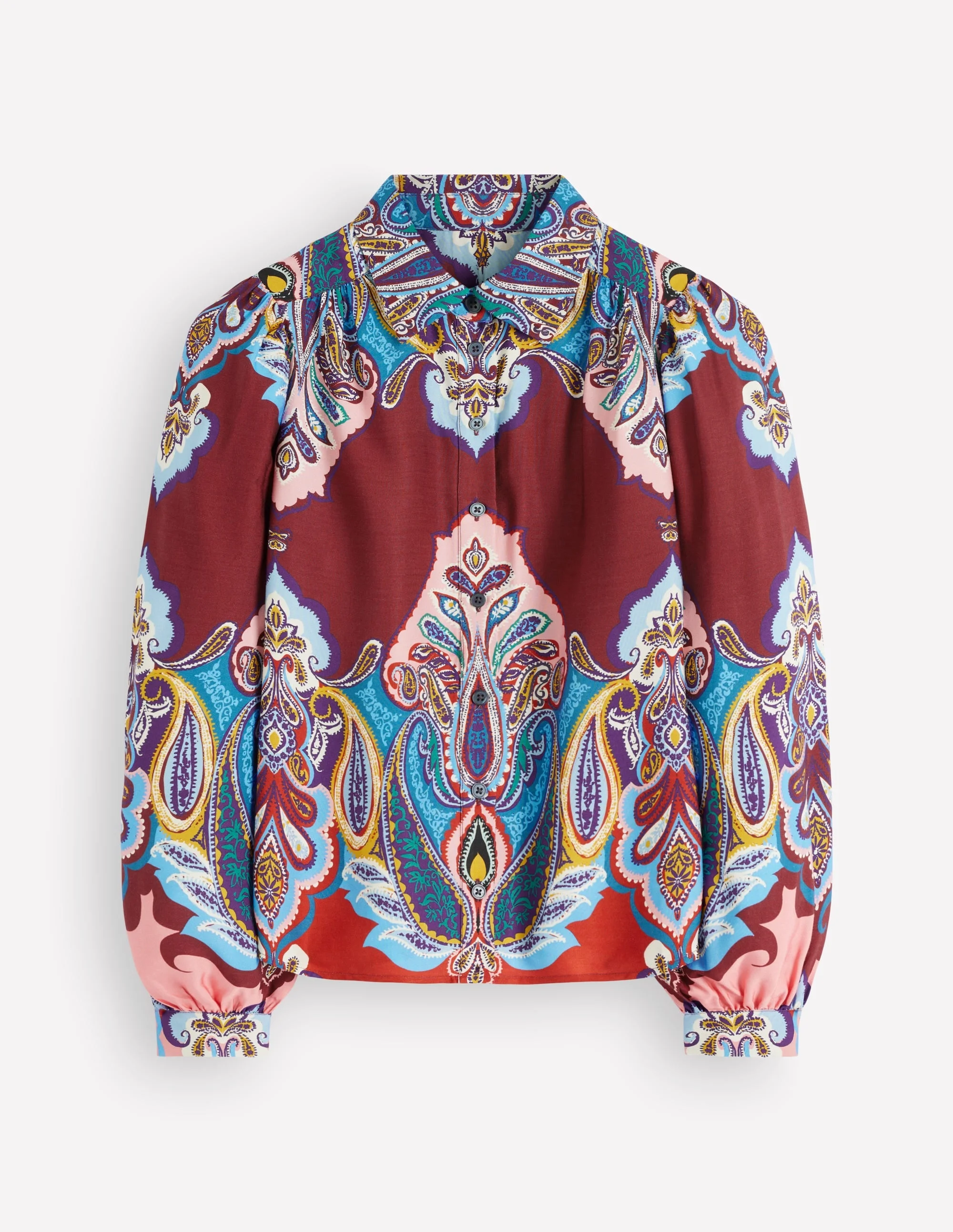 Long Sleeve Printed Shirt-Multi, Popping Paisley - 1