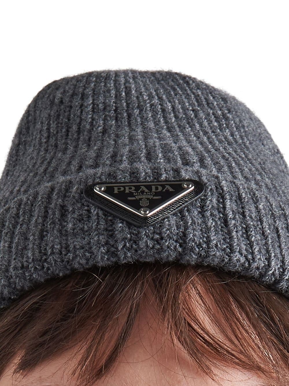 triangle-logo cashmere beanie - 2
