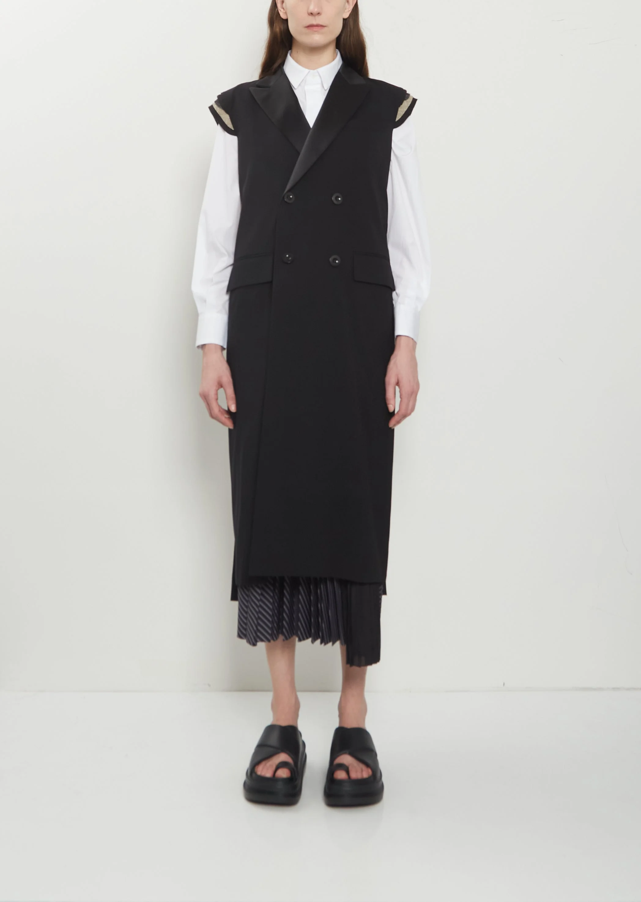 Wool Suiting Long Vest - 1