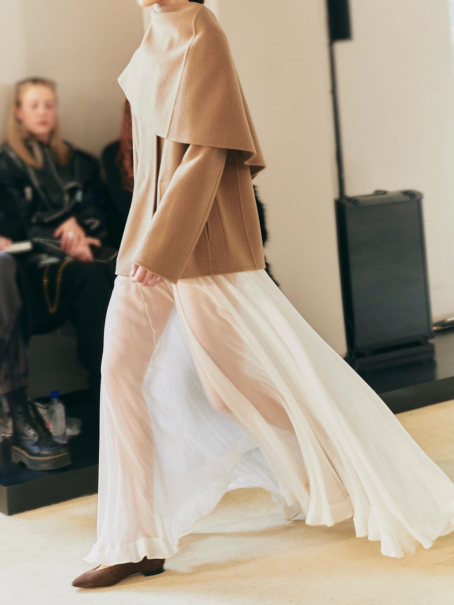 Dak layered draped wool-blend felt coat Tan - 5