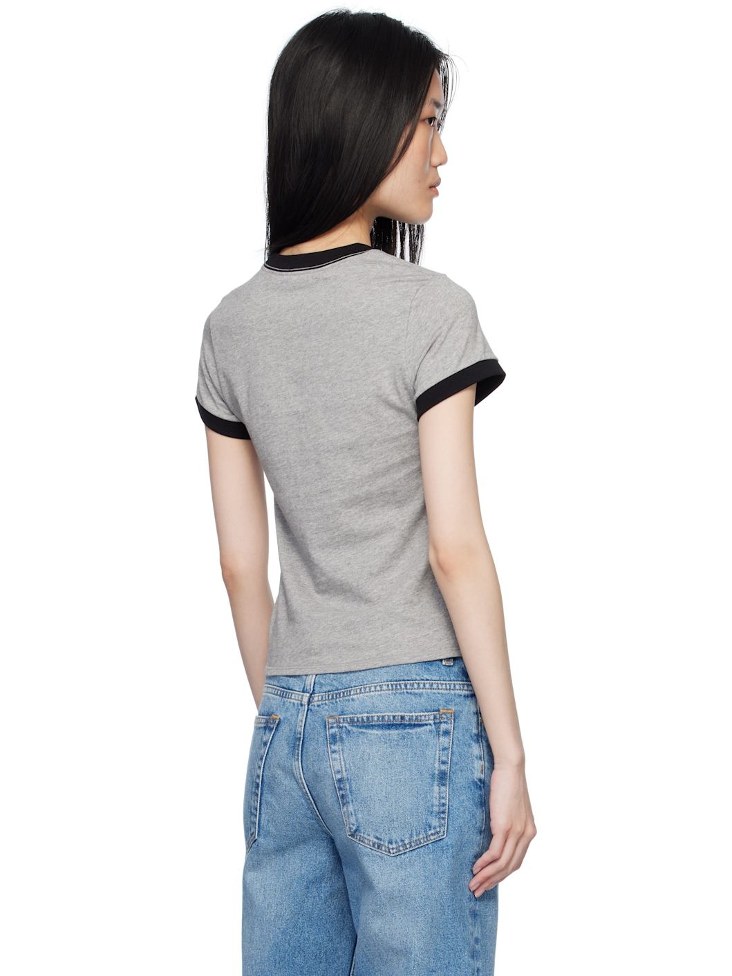 Gray Logo Floral Embroidered T-shirt - 3