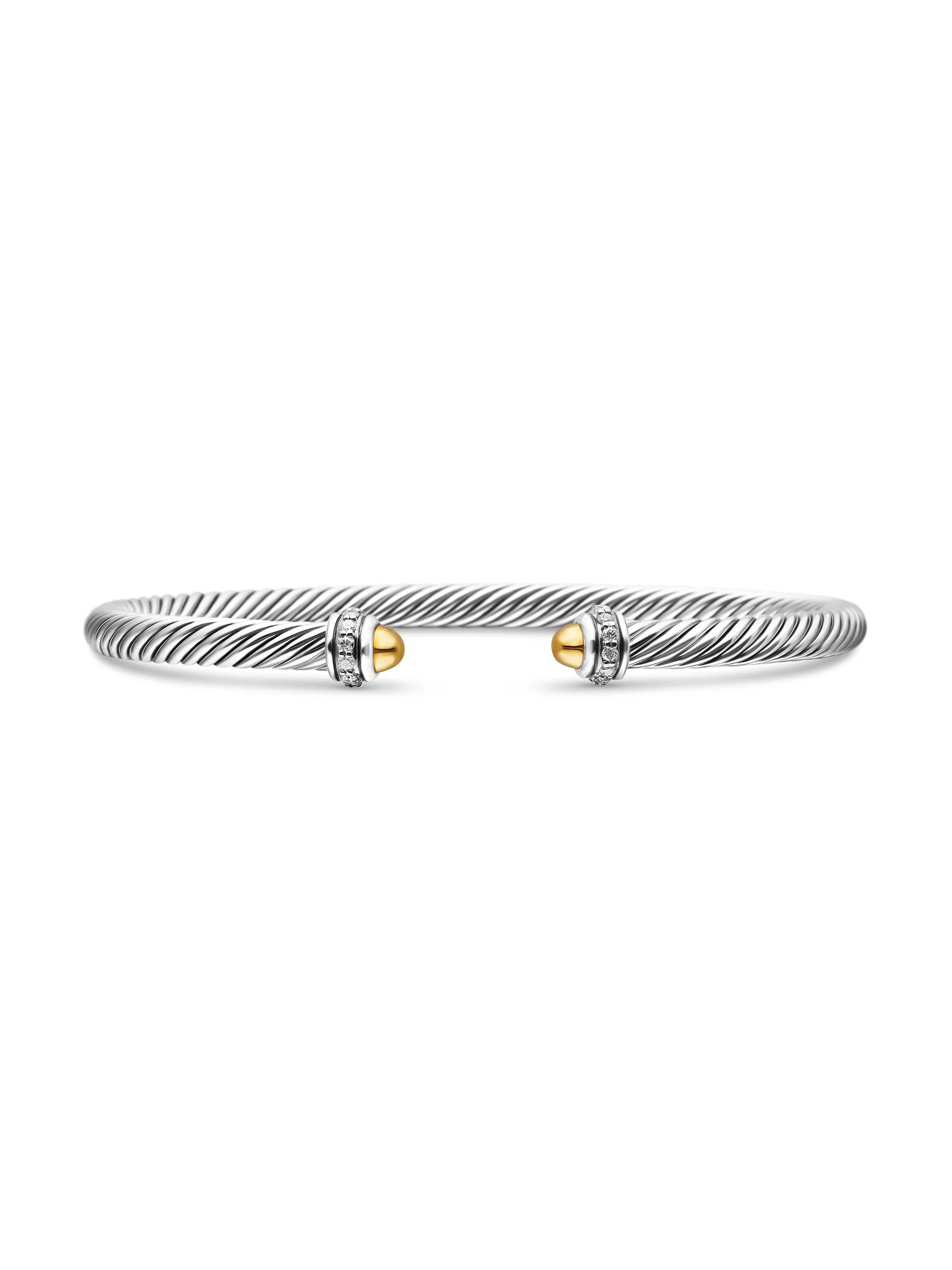 Women's Cable Classics Color Bracelet with 18K Yellow Gold Domes and Pavé Diamonds - Gold Dome - 1