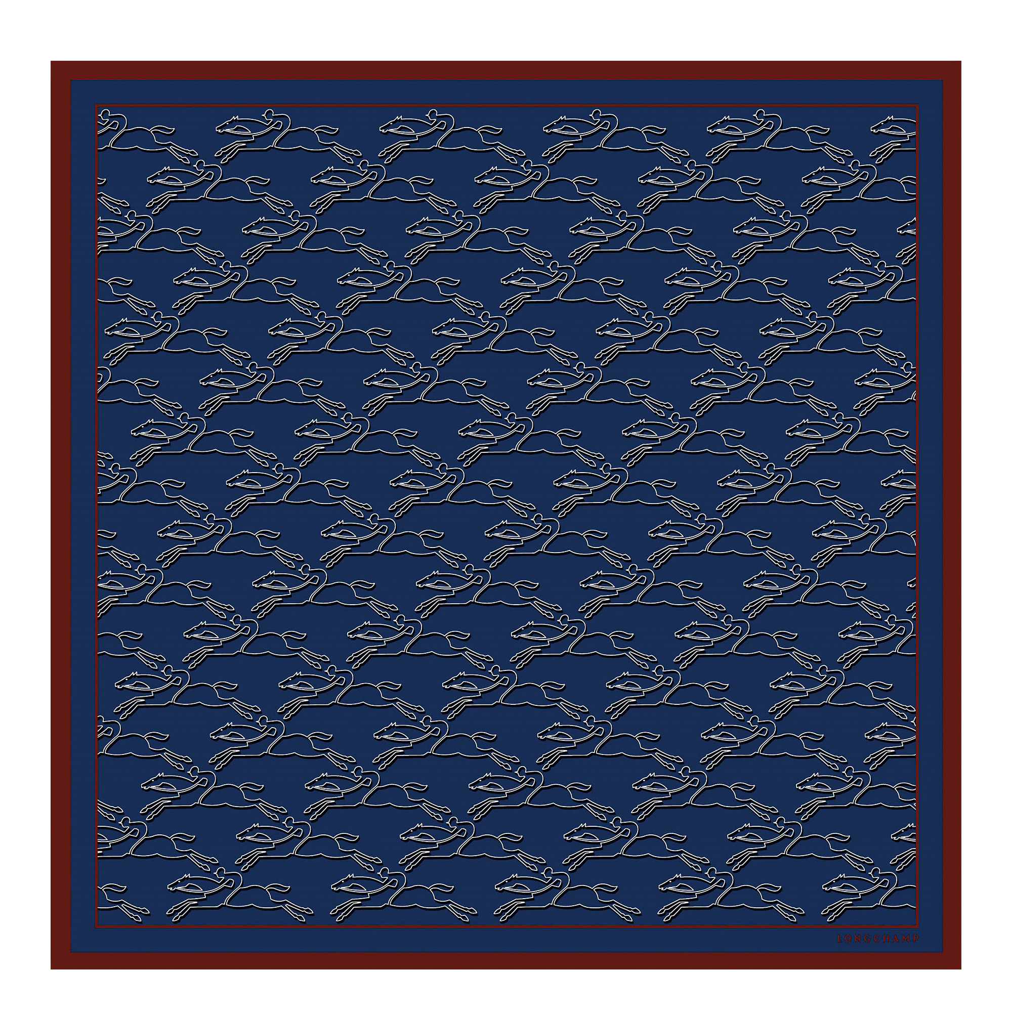Chevaux recto verso Silk scarf 70 Plum/Navy - Silk - 1