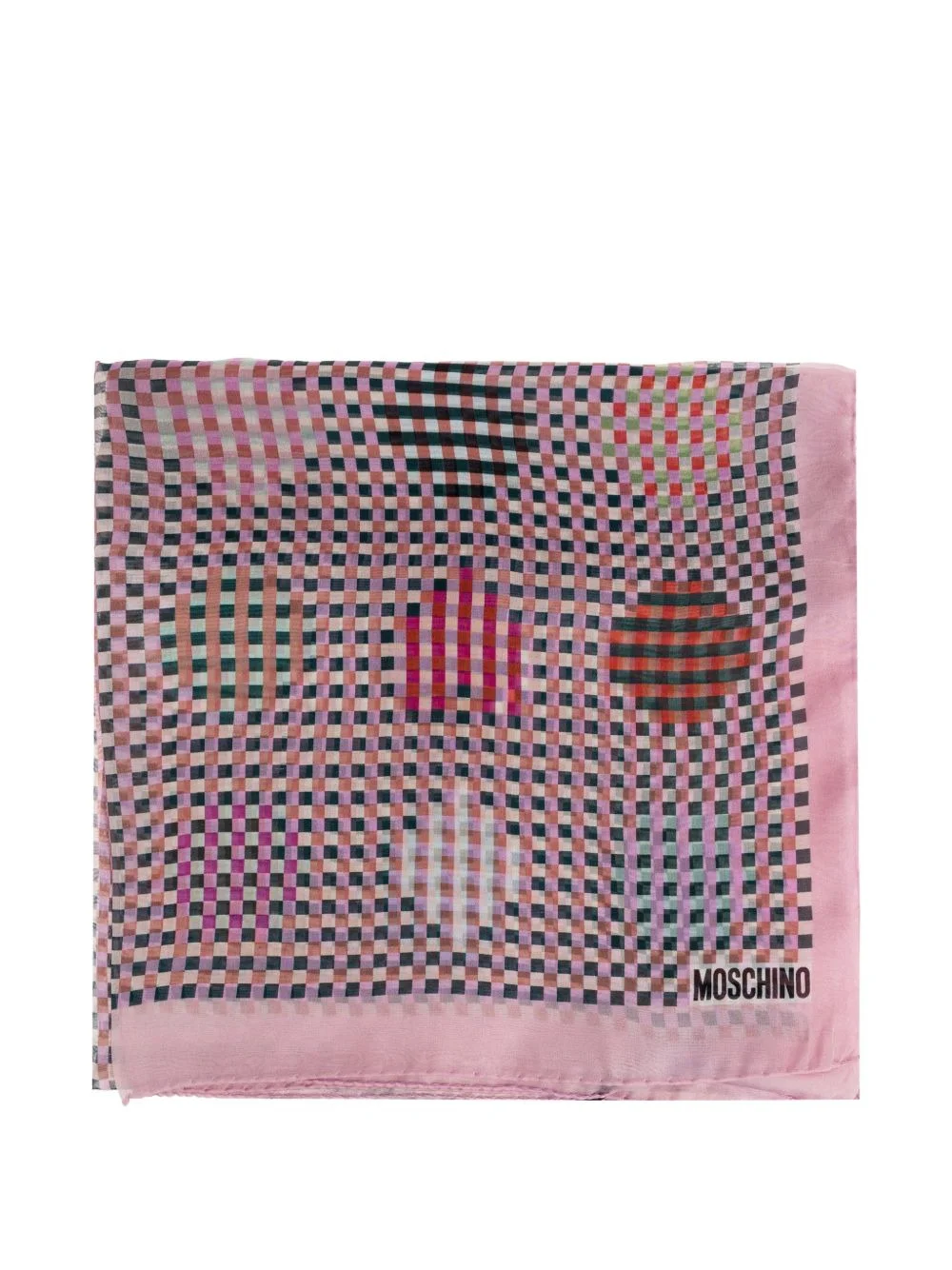 chequered silk scarf - 1
