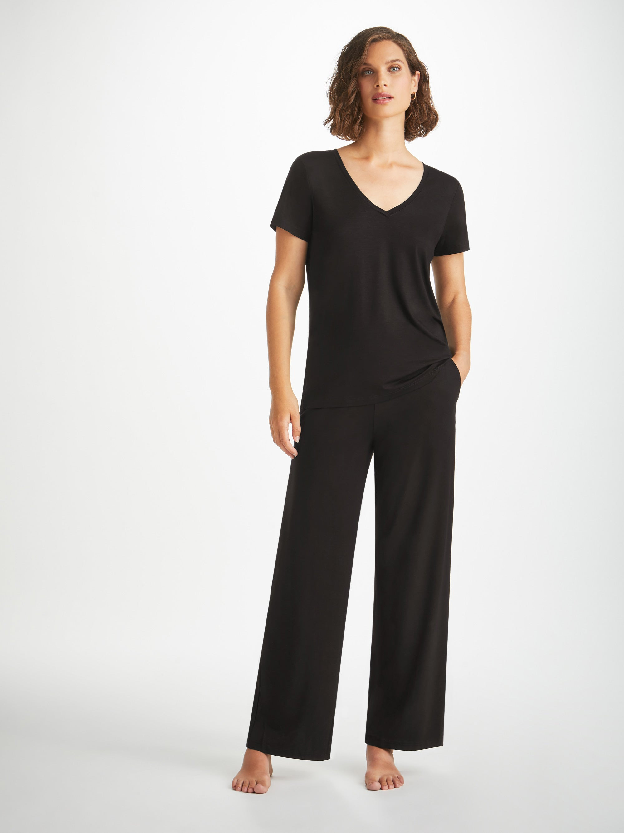 Women's Lounge Trousers Basel Micro Modal Stretch Black - 3
