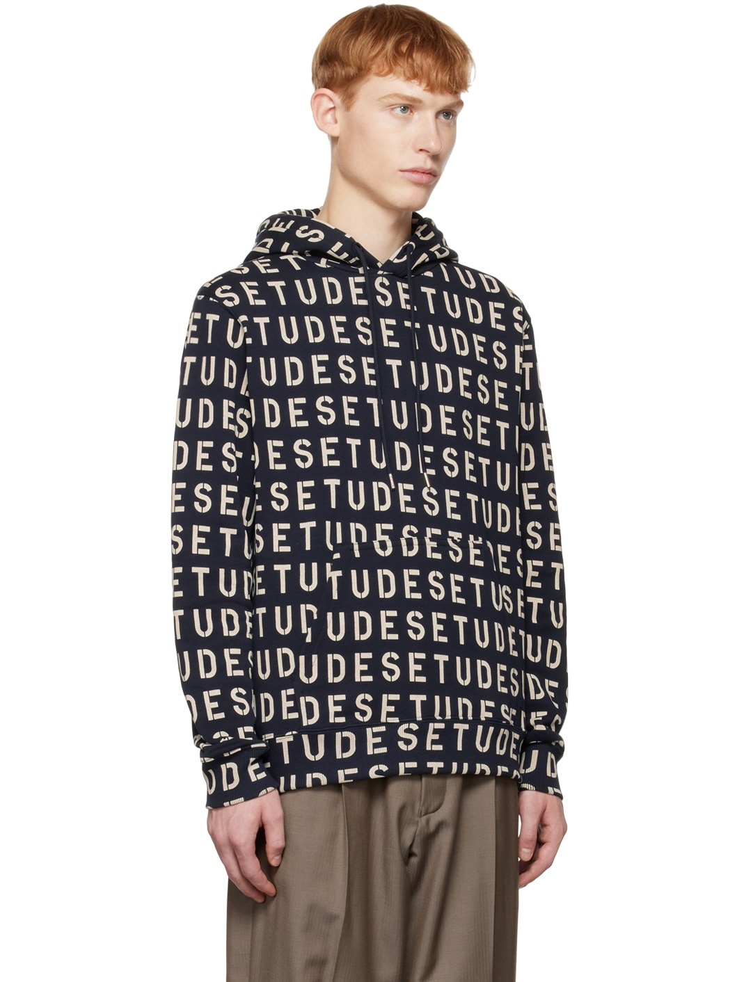 Navy Klein Stencil Allover Hoodie - 2