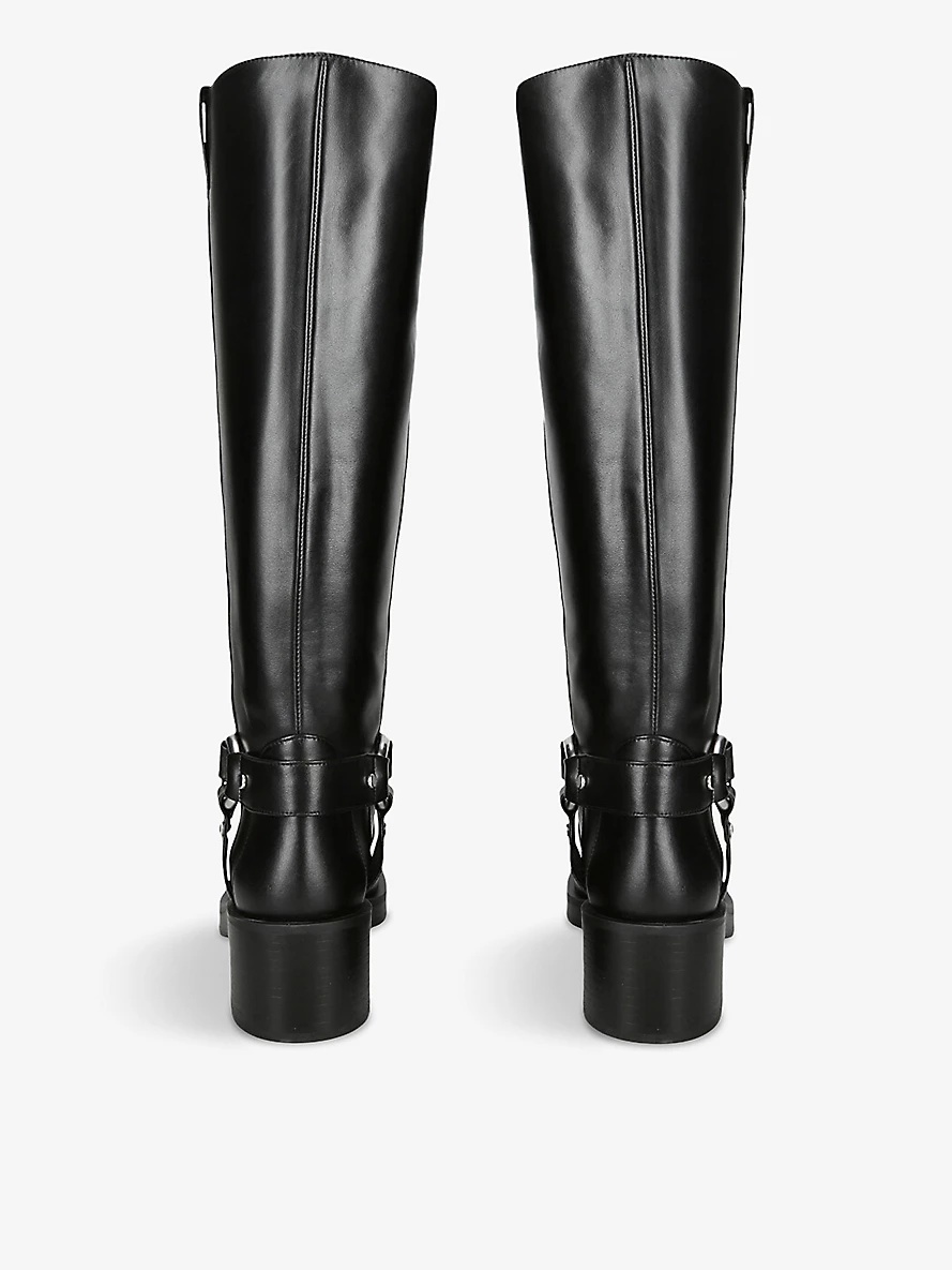 Jax round-buckle leather knee-high heeled boots - 3