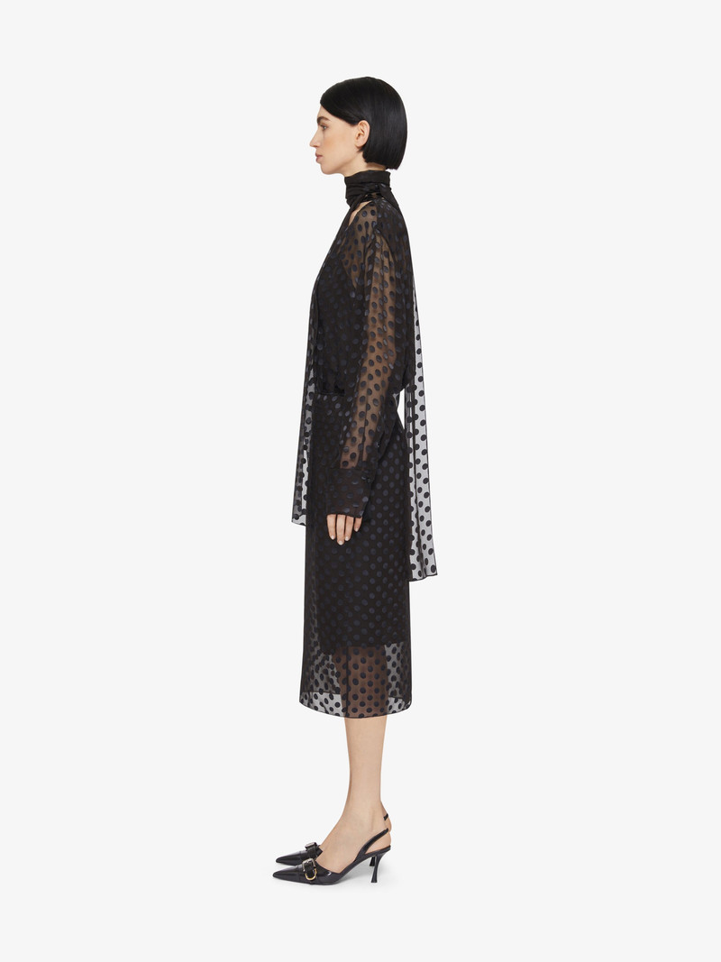 SKIRT IN POLKA DOTS DÉVORÉ SATIN 3