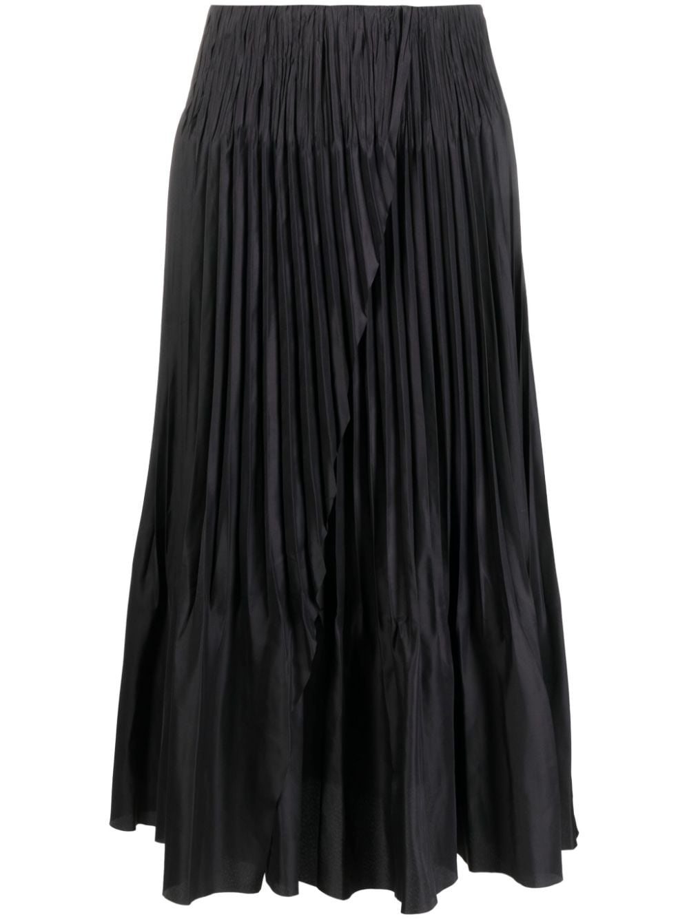 high-waisted pleated midi skirt - 1