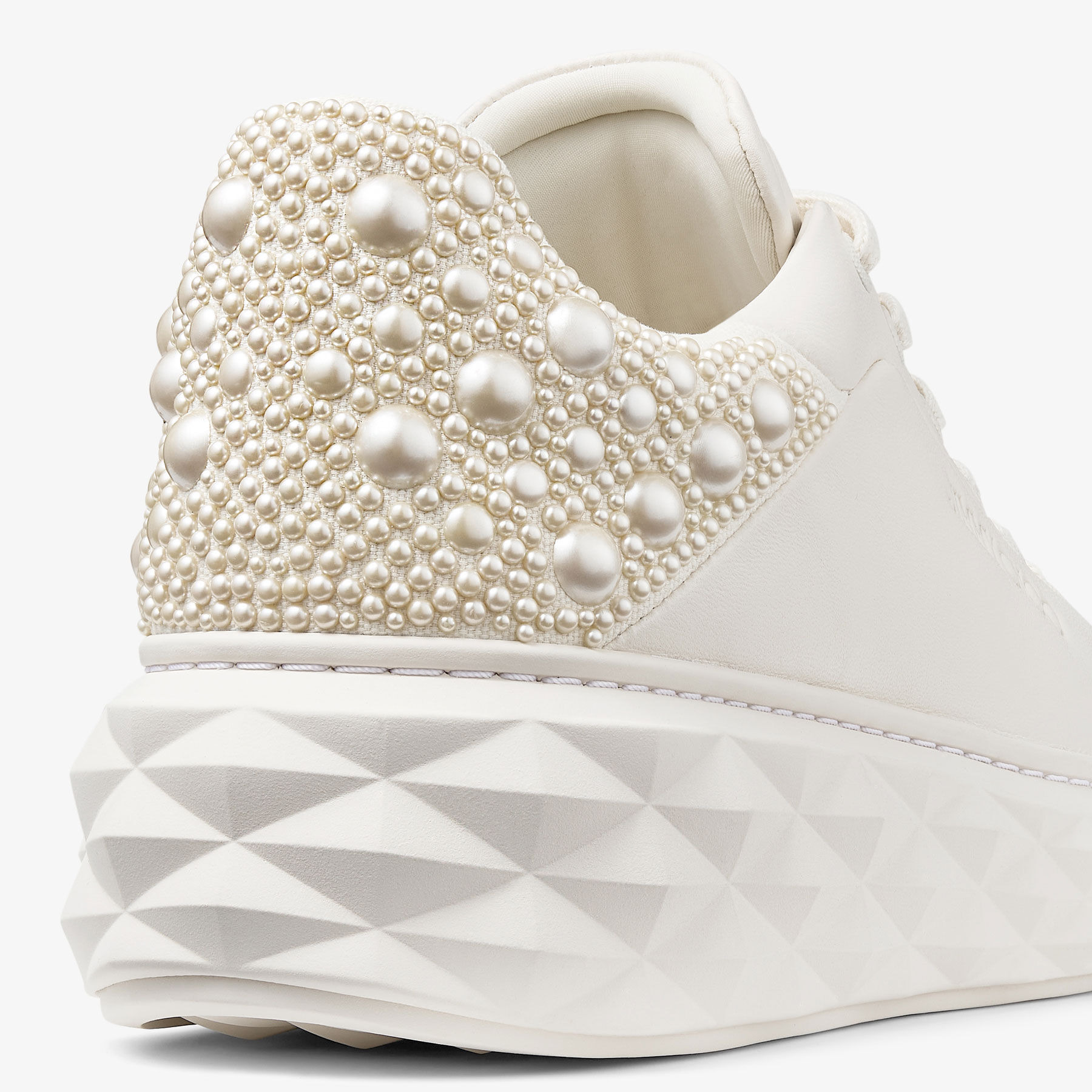 Diamond Maxi/F II
Latte Nappa Leather Pearl Trainers - 4