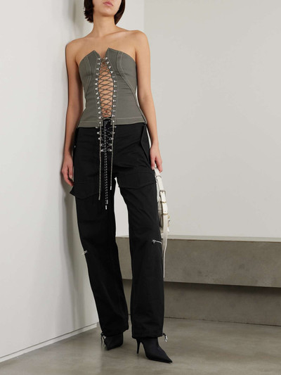 Dion Lee Lace-up organic cotton-blend twill wide-leg pants outlook