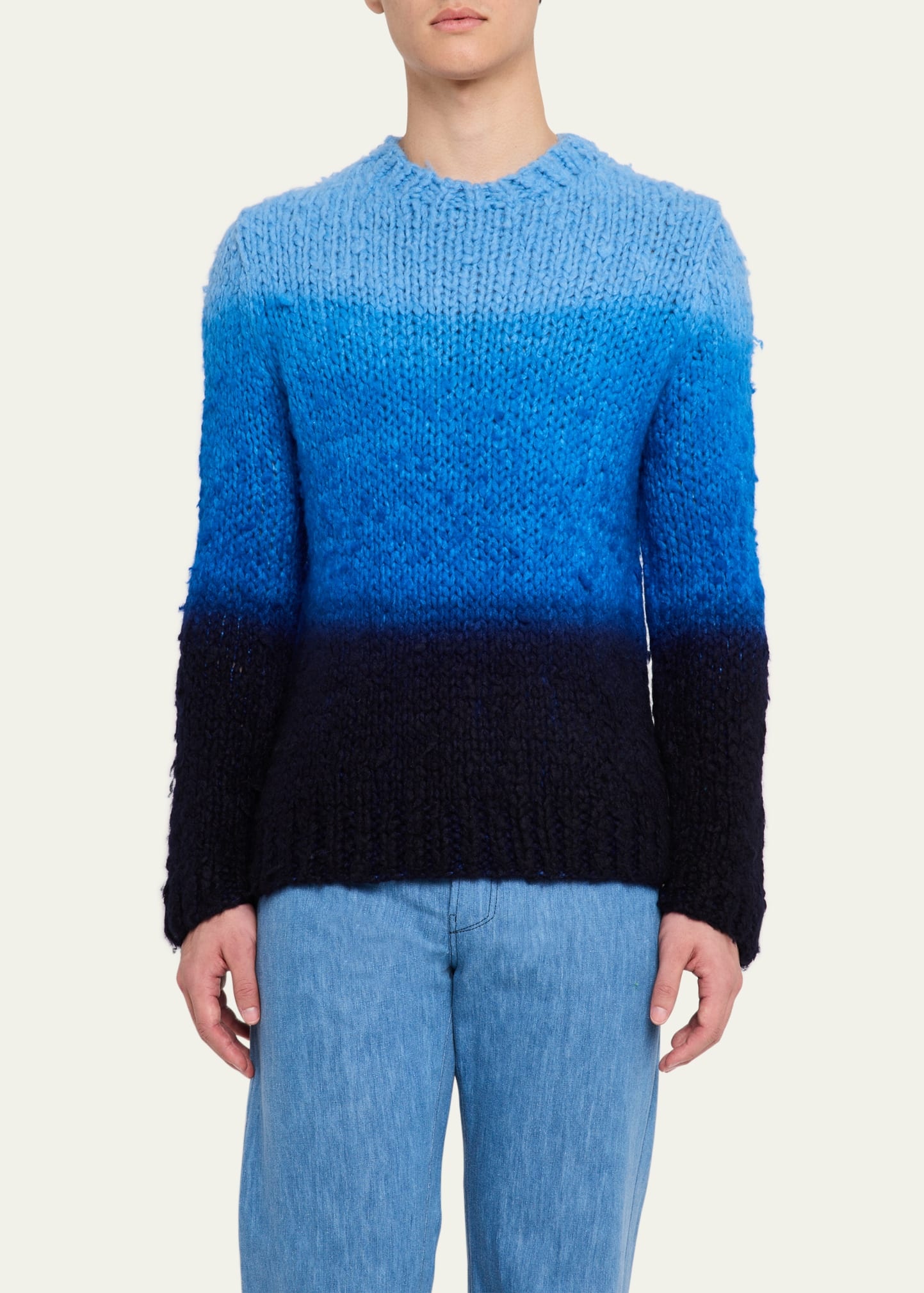 Men's Aion Cashmere Dip-Dye Knit Crewneck Sweater - 4