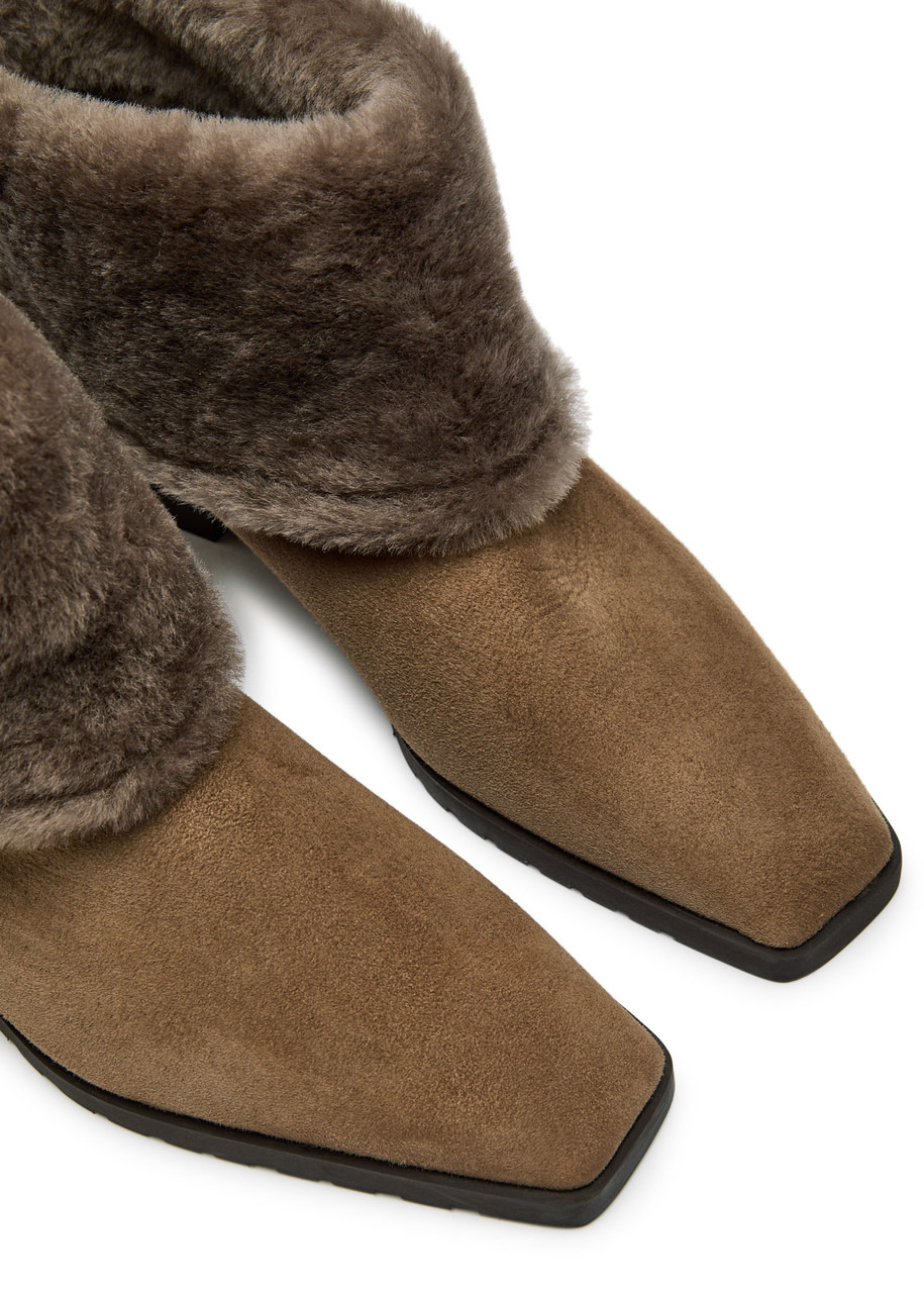 Toteme Shearling-trimmed Suede Ankle Boots - 3