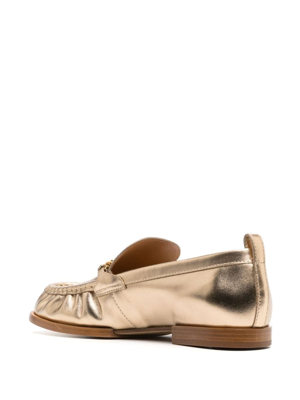 metallic leather loafers - 3