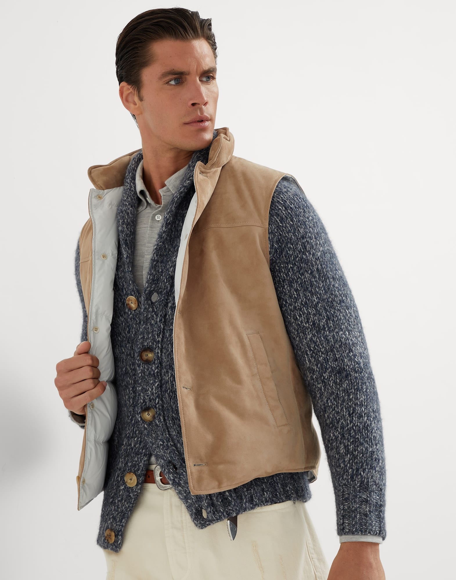 Suede down vest - 4