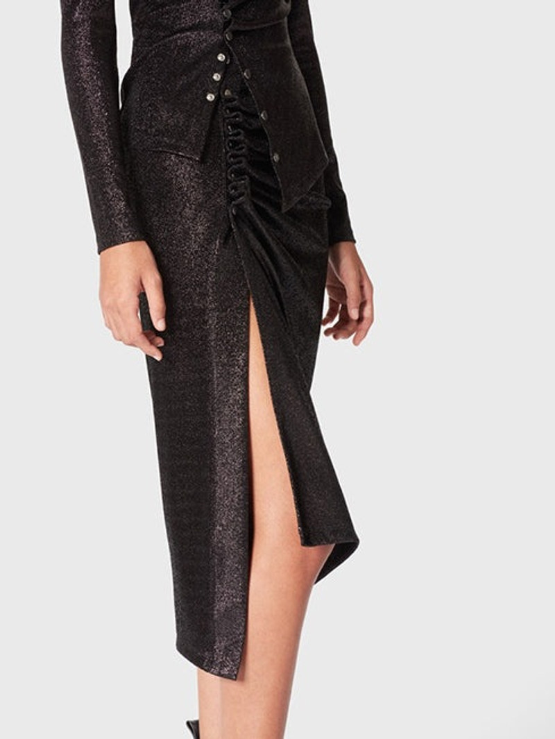 BLACK LUREX DRAPED SKIRT 3