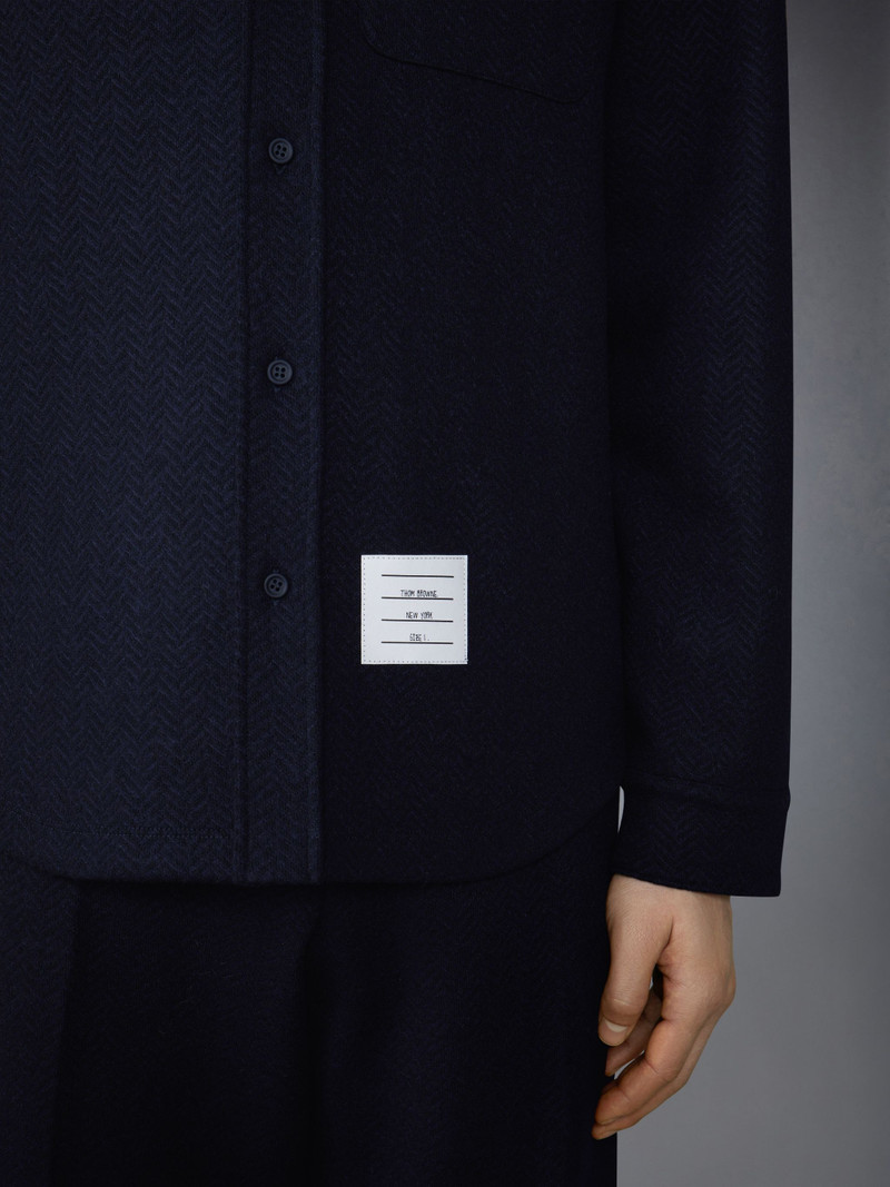Boiled Cotton Wool Herringbone Oversized Shirt 6