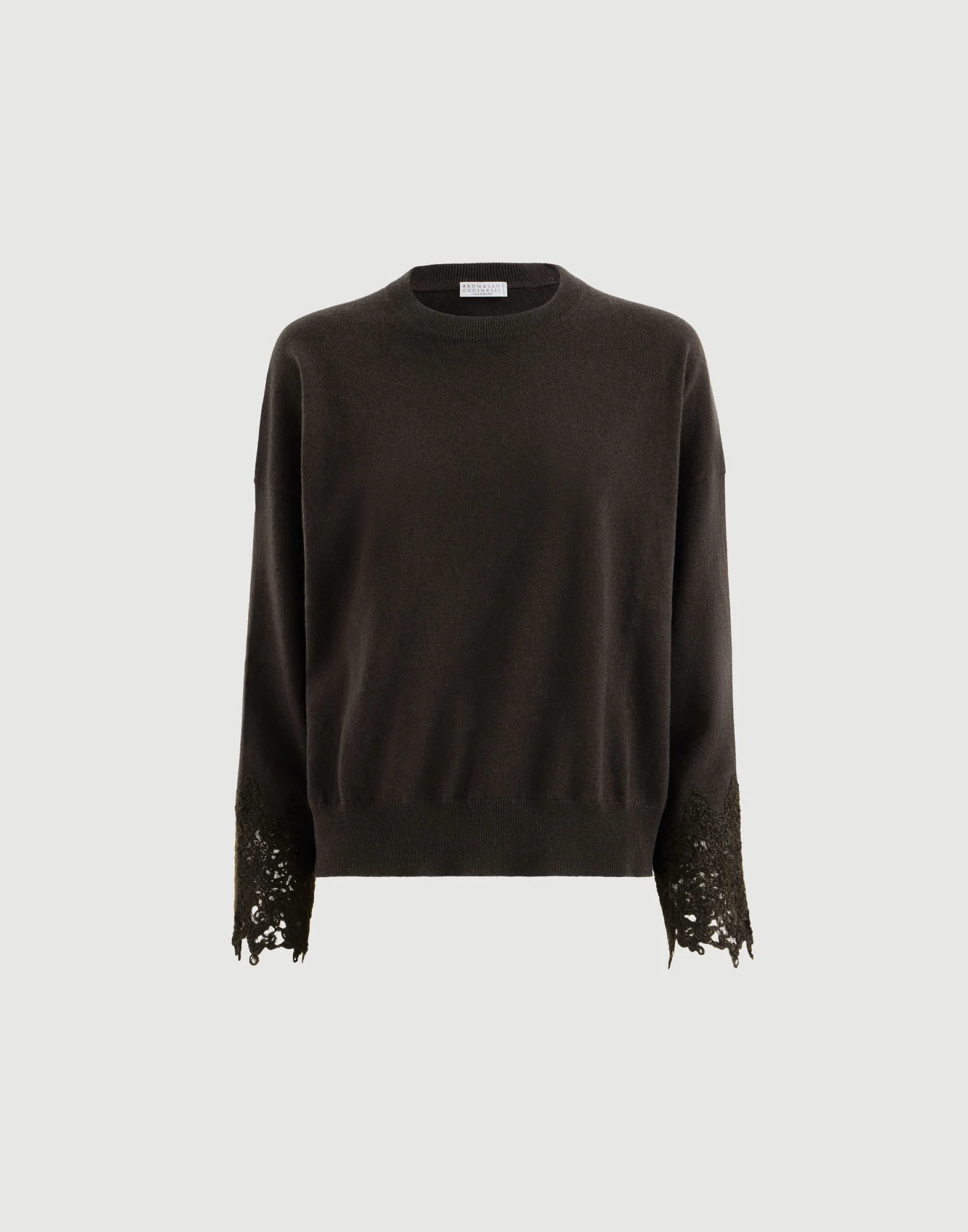 Cashmere sweater with wispy lace cuffs - 1