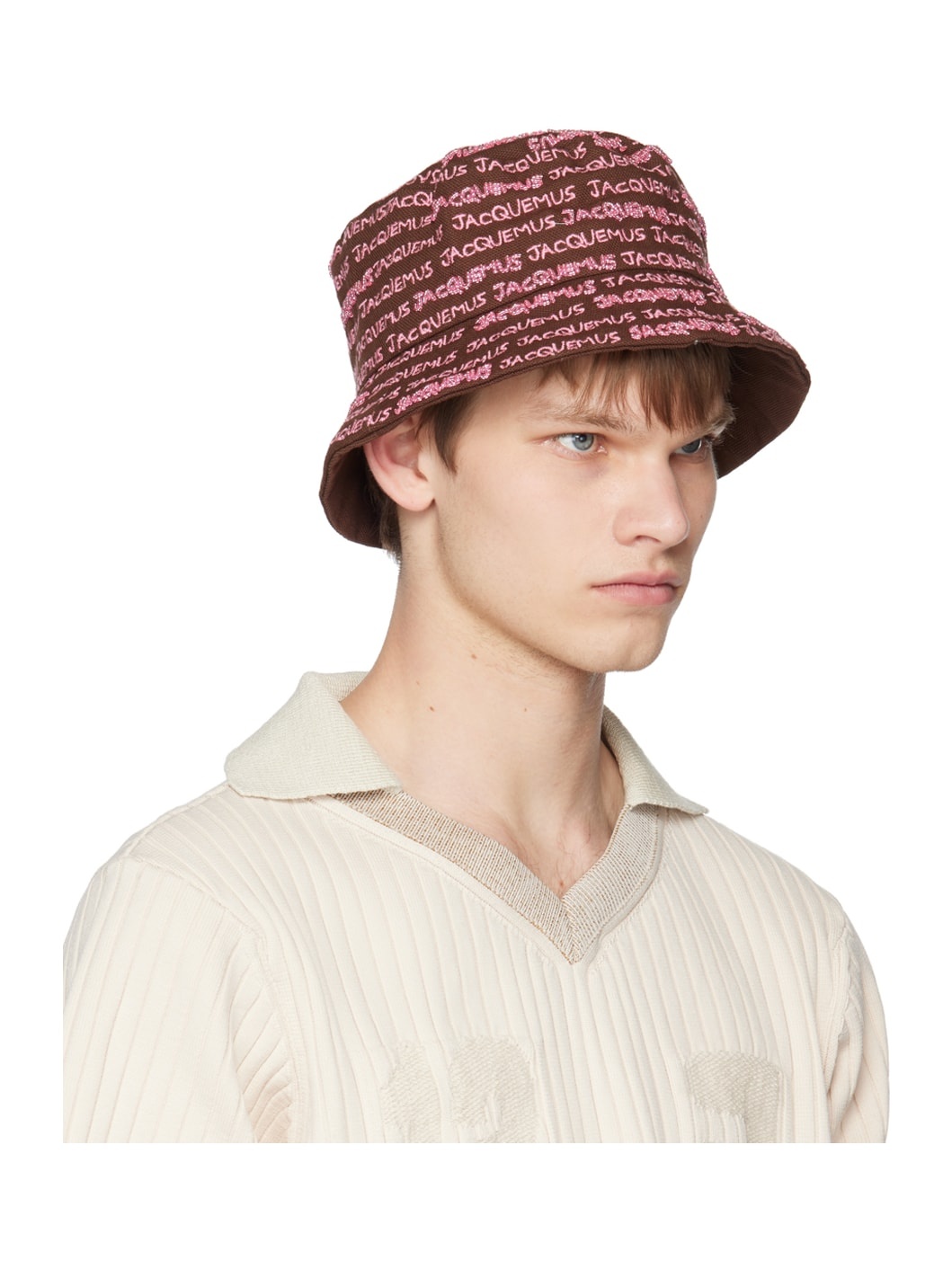 Brown & Pink Le Raphia 'Le Bob Bordado' Bucket Hat - 2