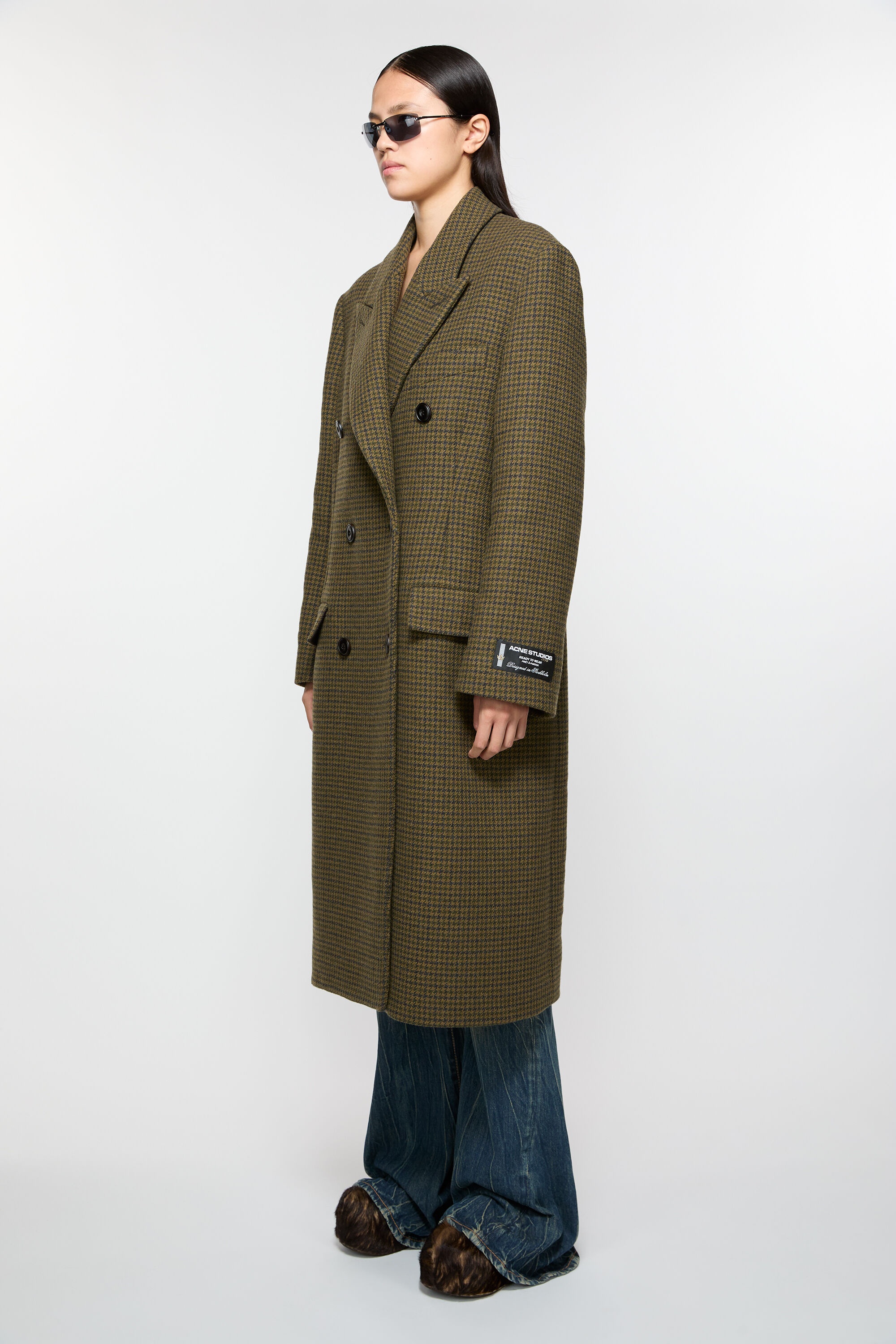 Double-breasted wool coat - Khaki green - 3