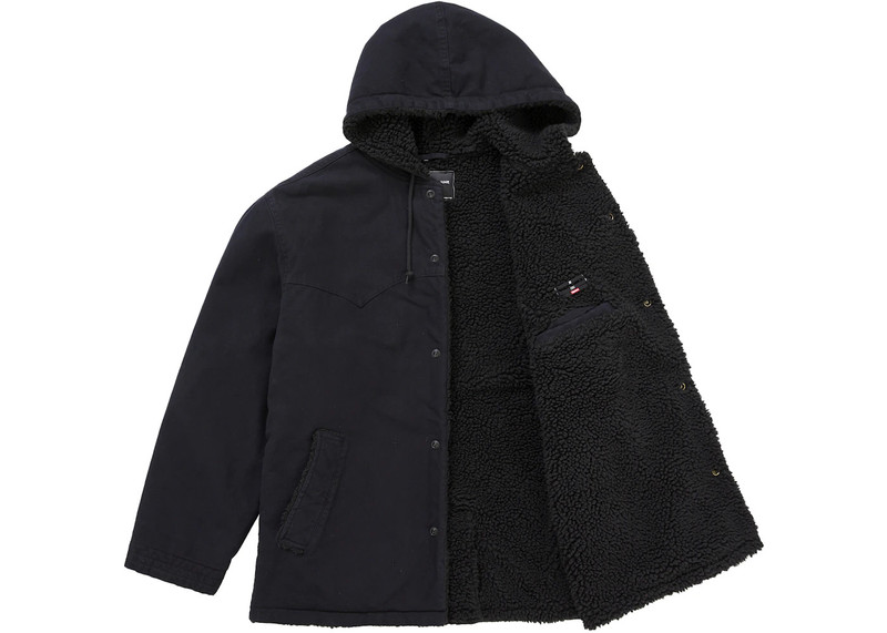 Supreme Supreme Number (N)ine Faux Shearling Hooded Coat Black outlook