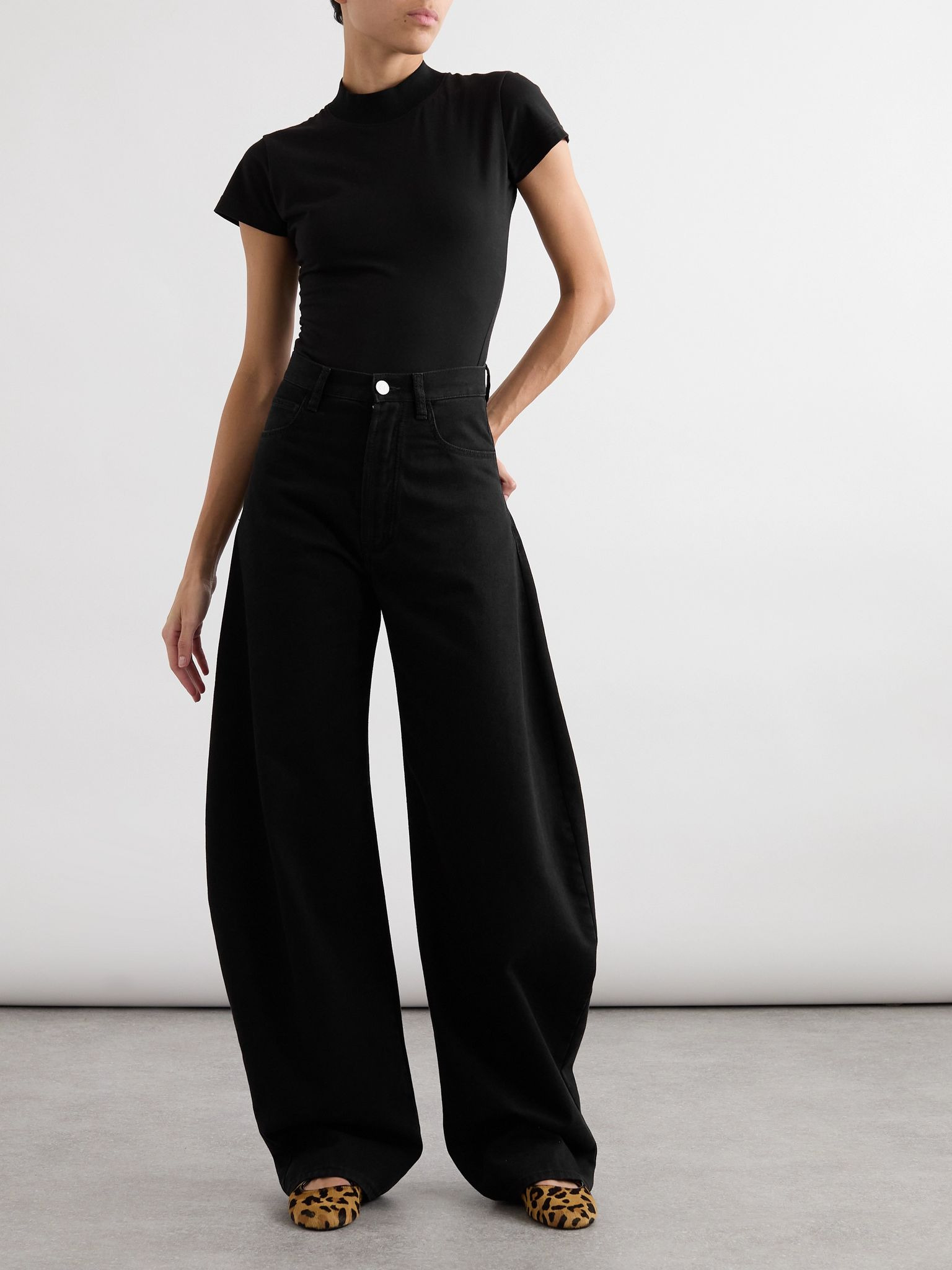 Embroidered stretch-cotton jersey bodysuit Black - 2