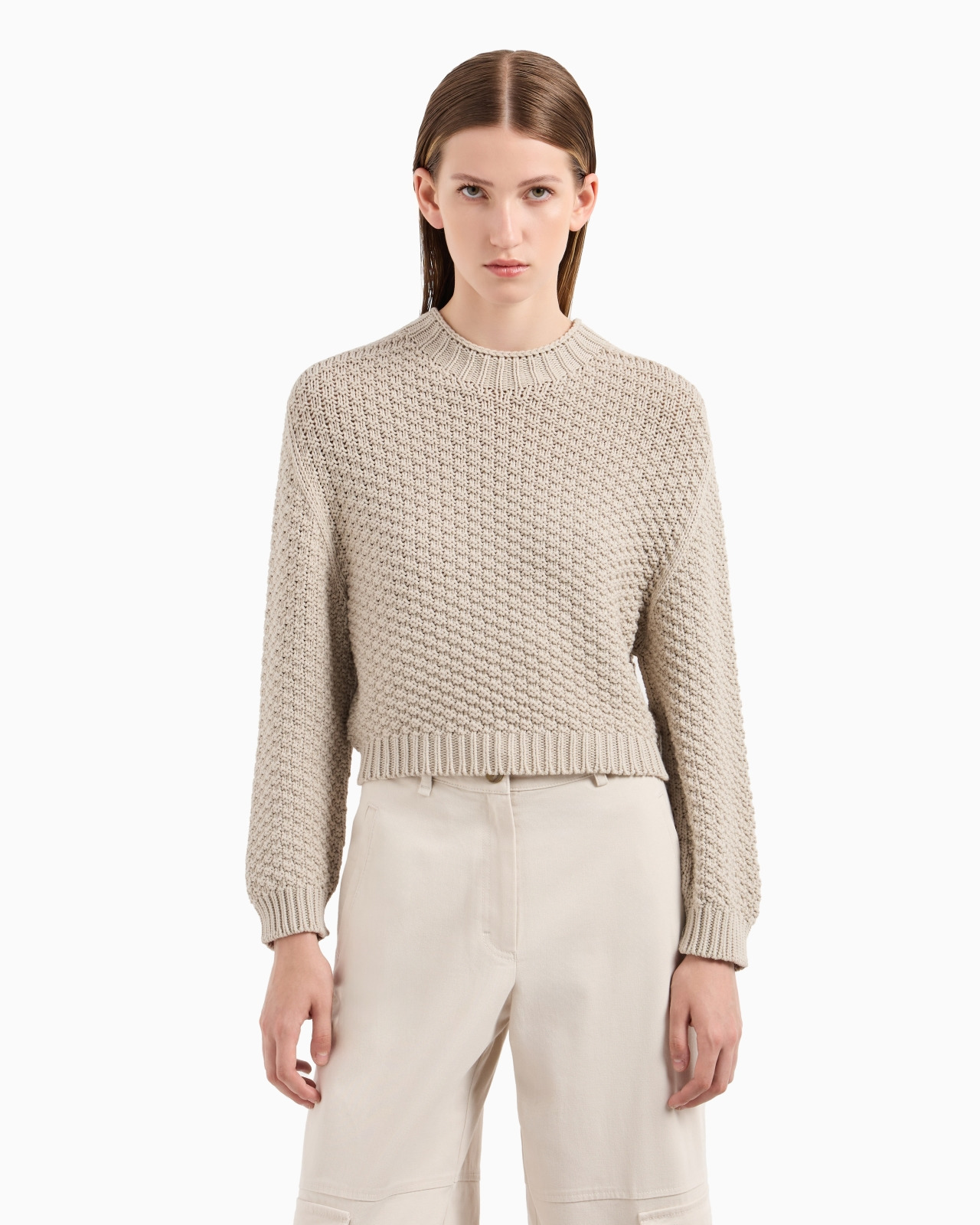 Seamless boxy-fit jumper with moss-stitch knit - 2