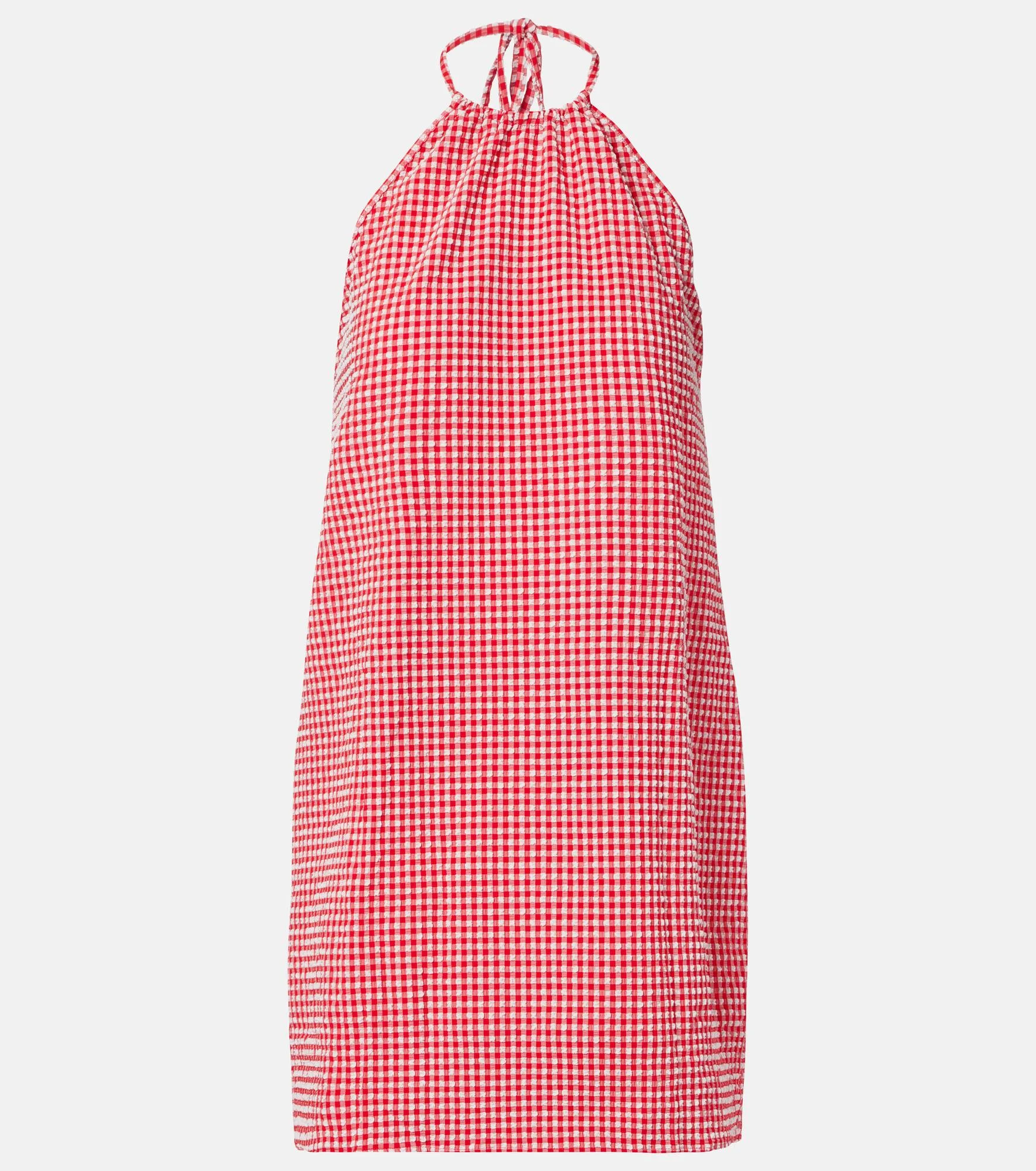 Gingham seersucker halterneck minidress - 1