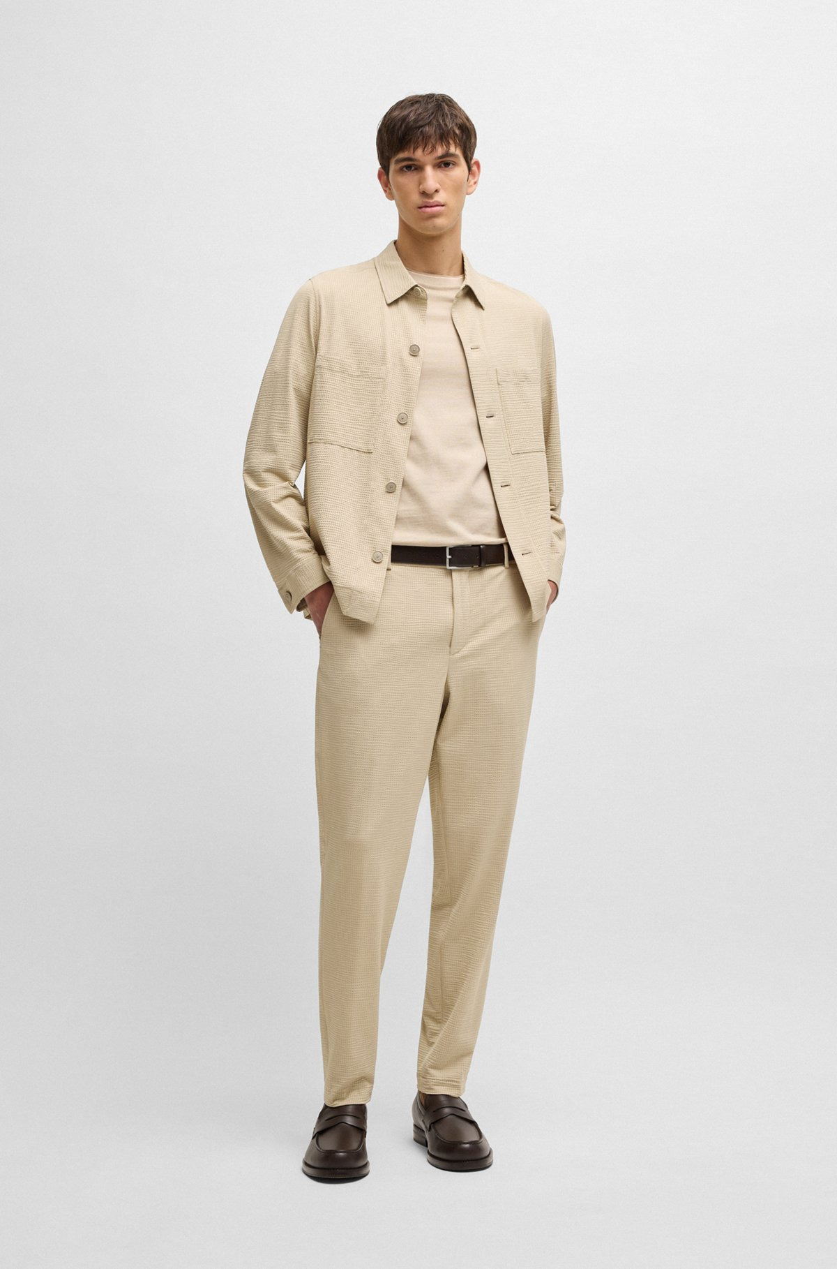 RELAXED-FIT OVERSHIRT IN STRETCH SEERSUCKER - 3